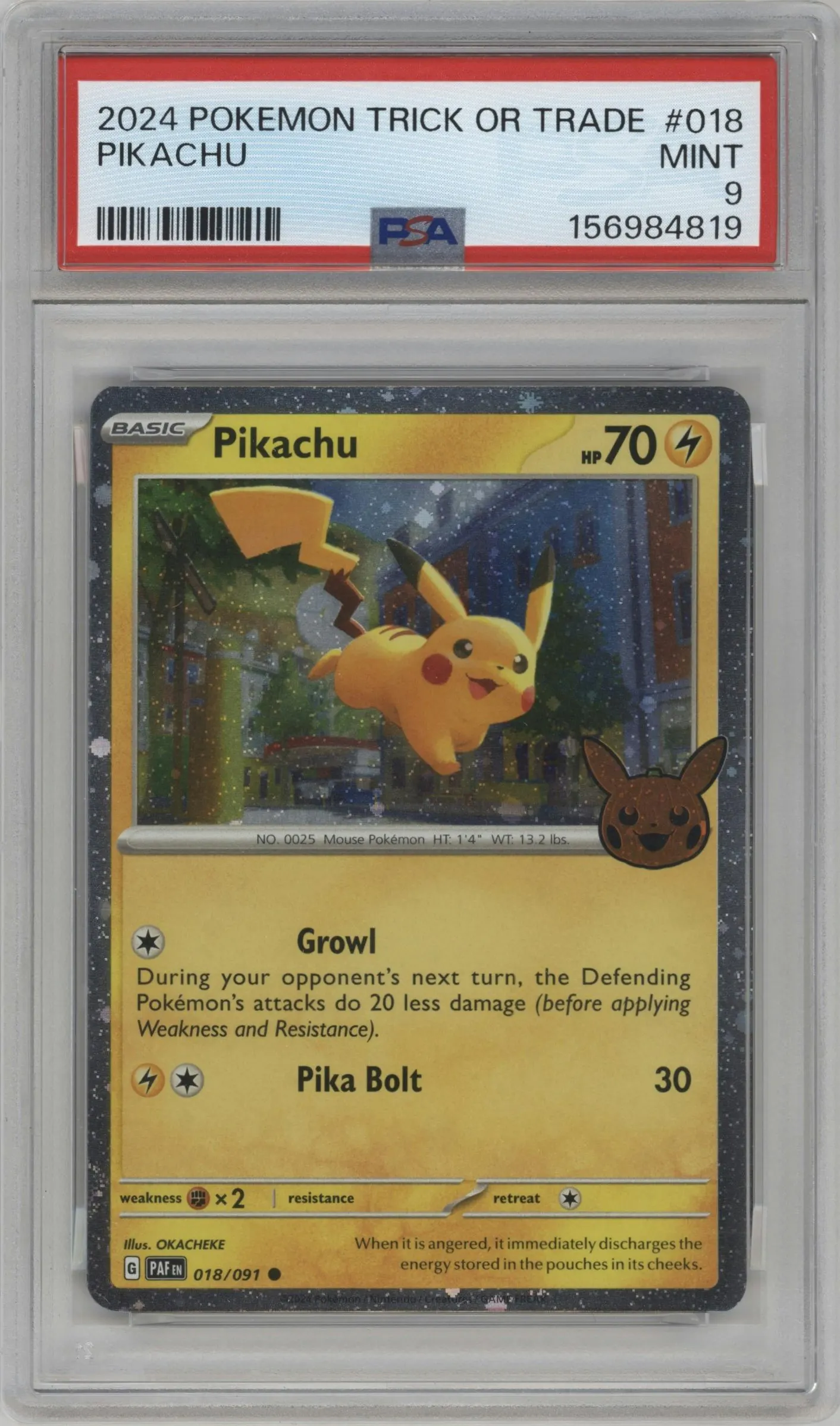 2024 Pokemon SV Trick or Trade Pikachu #018 PSA 9