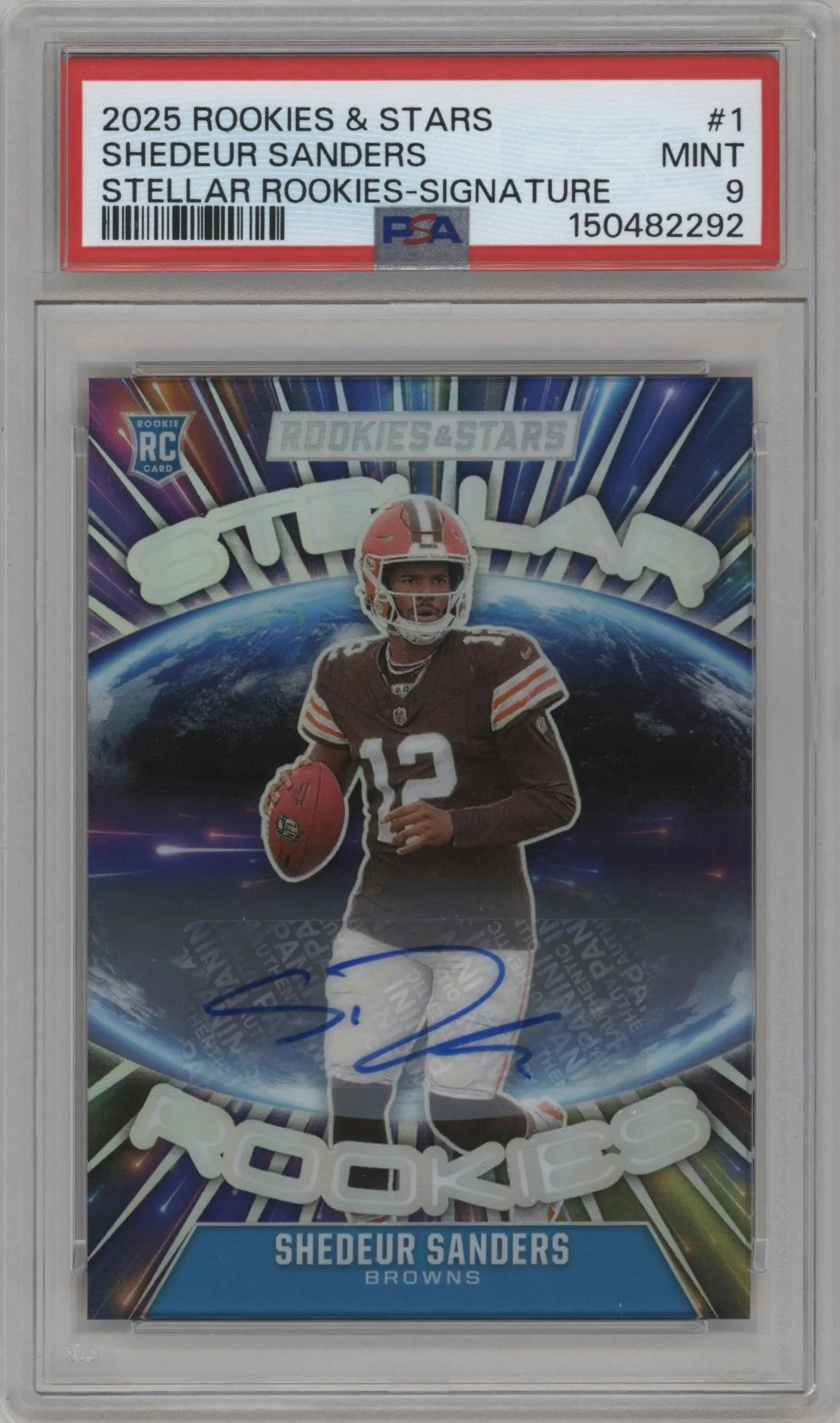 2025 Panini Rookies & Stars Stellar Rke. Sig. Shedeur Sanders #1 PSA 9