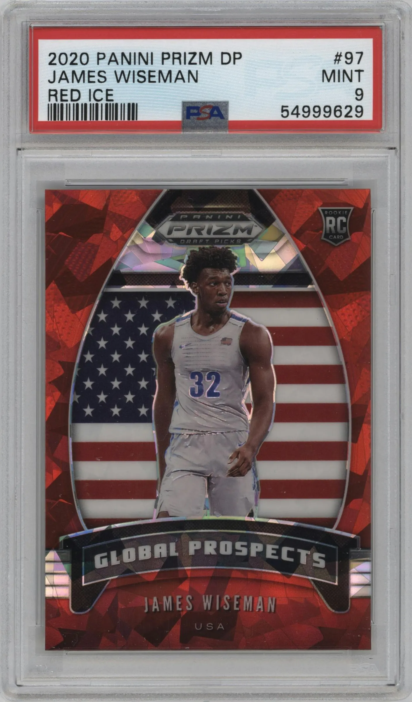 2020 Panini Prizm Draft Picks Global Prospects James Wiseman Red Ice #97 PSA 9