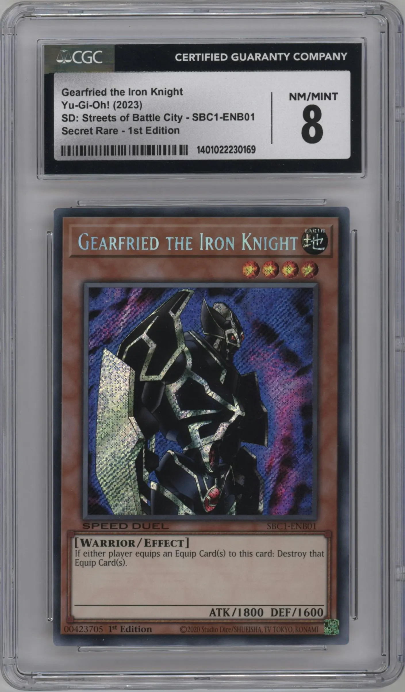 2023 Yu-Gi-Oh! SD Streets of Battle City Gearfried the Iron Knight #SBC1-ENB01 CGC 8