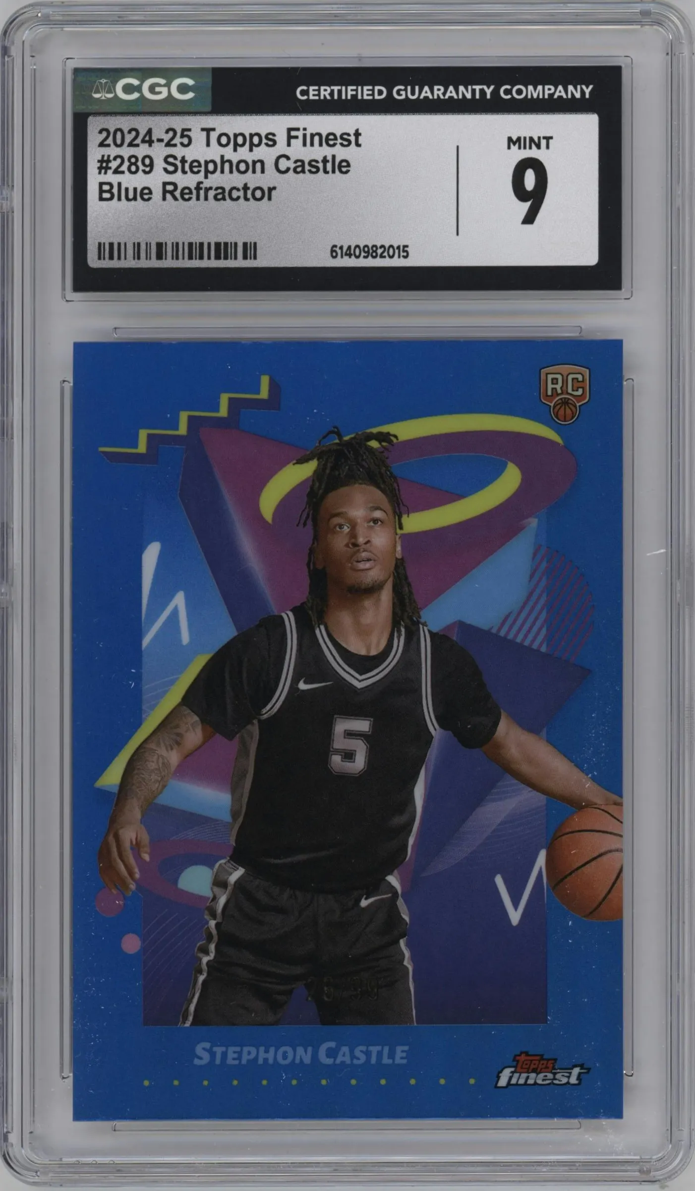 2024 Topps Finest Stephon Castle Blue Refractor #289 CGC 9