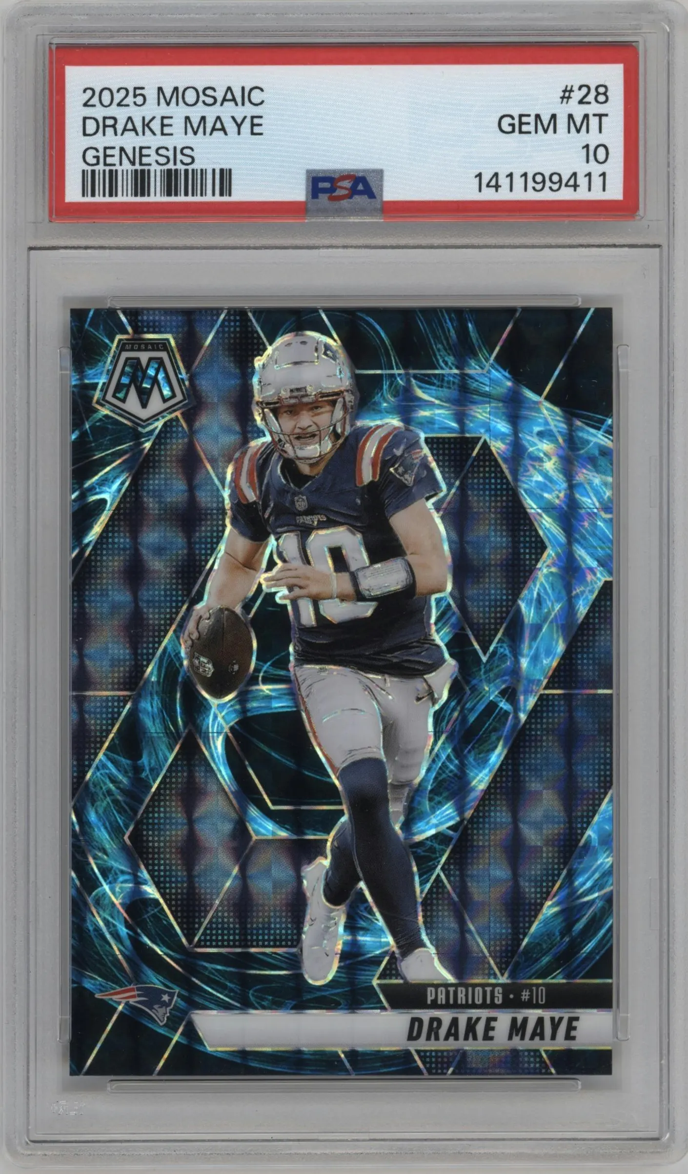 2025 Panini Mosaic Drake Maye Genesis #28 PSA 10