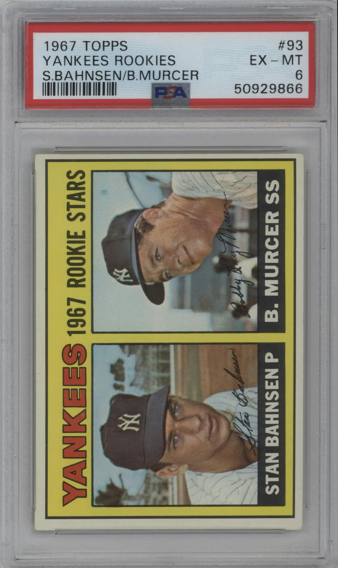 1967 Topps Stan Bahnsen/Bobby Murcer #93 PSA 6