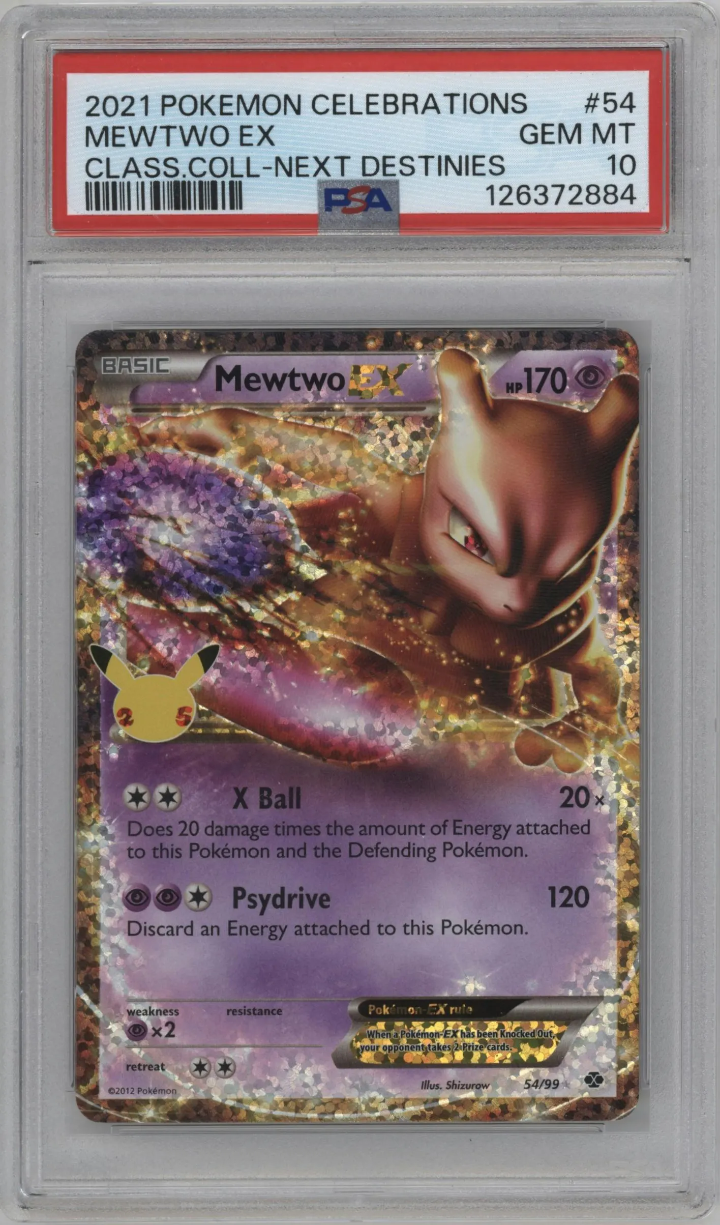 2021 Pokemon SWSH Celebrations CC Mewtwo EX Next Destinies #54 PSA 10