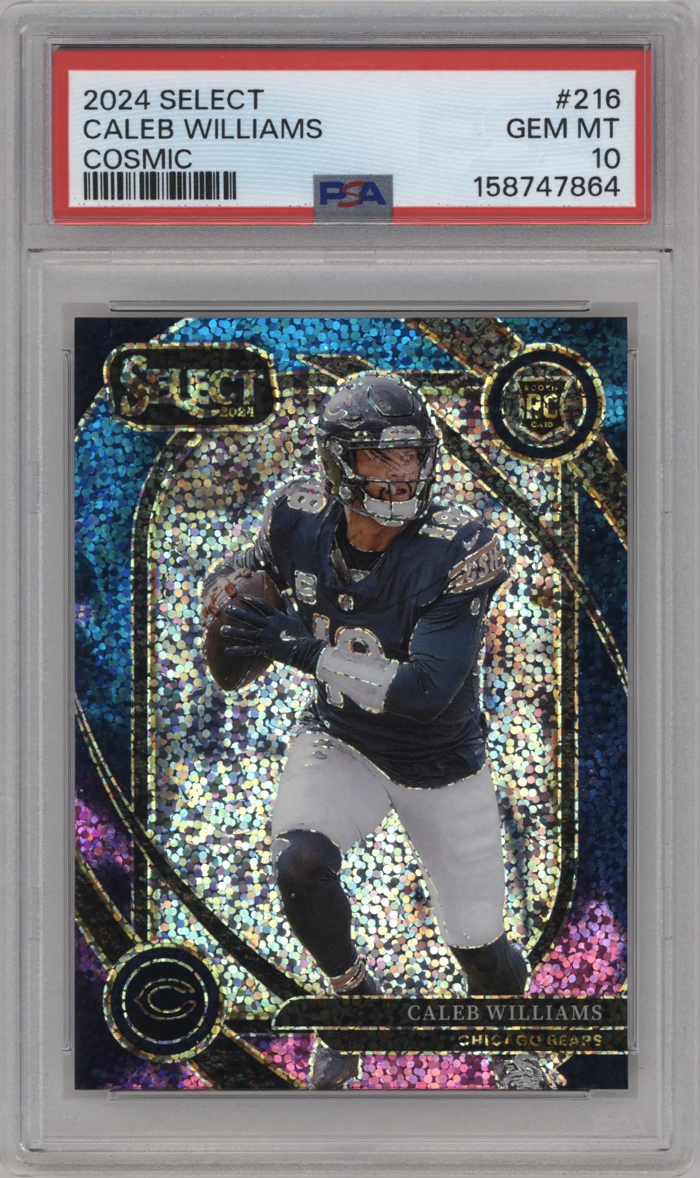 2024 Panini Select Club Lvl. Caleb Williams Cosmic Prizm #216 PSA 10