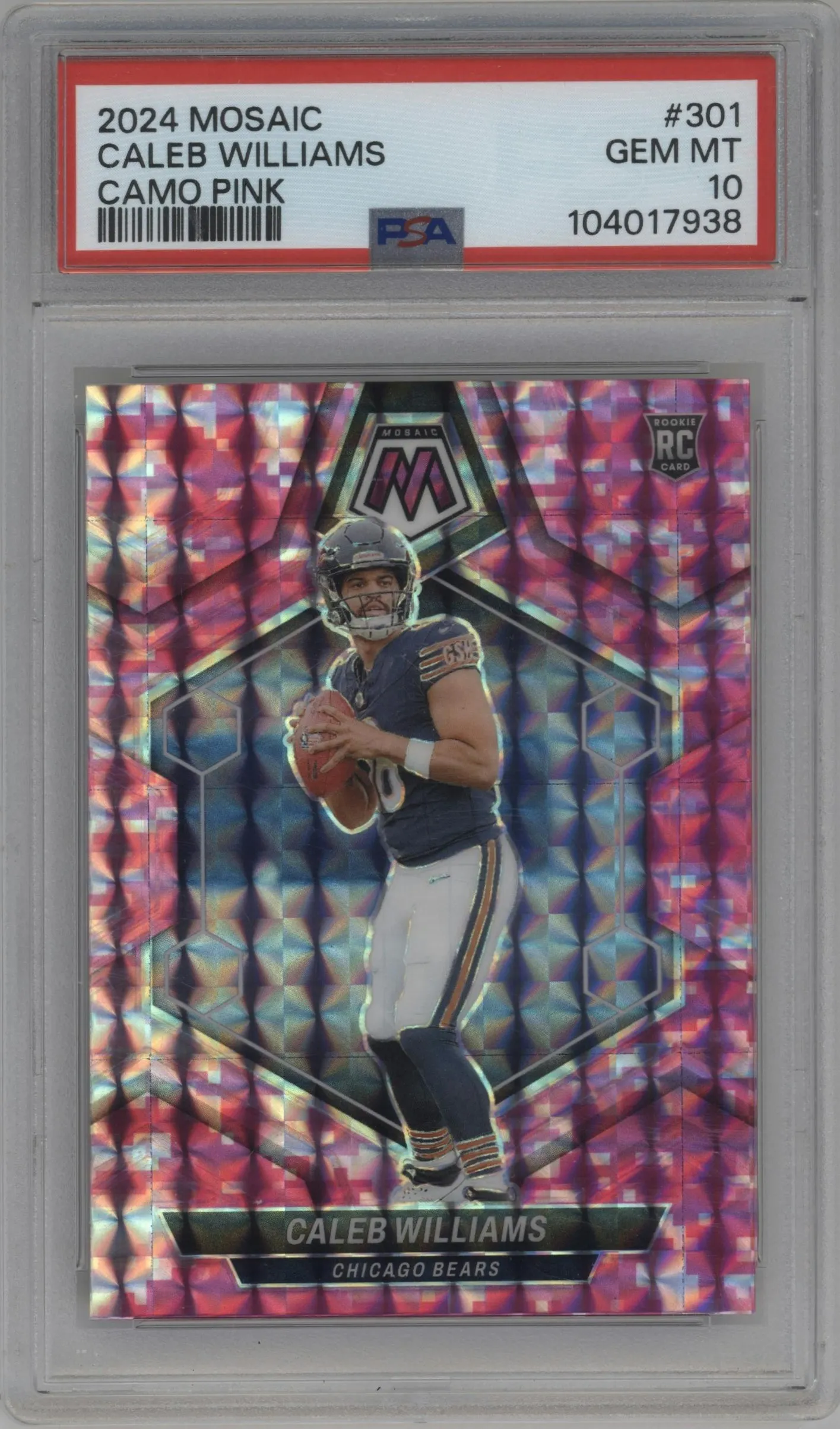 2024 Panini Mosaic Caleb Williams Pink Camo #301 PSA 10