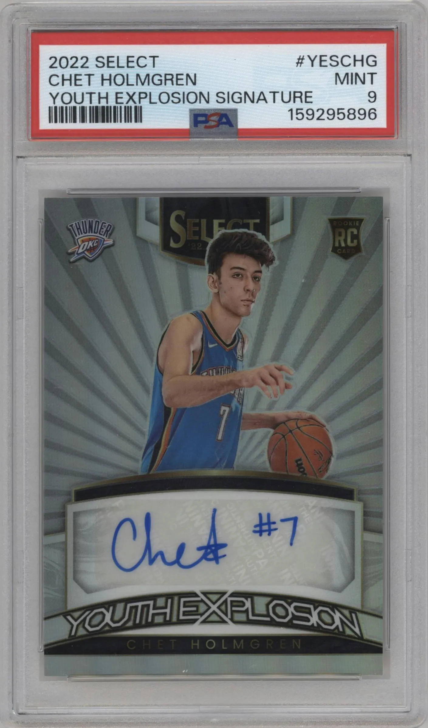 2022 Panini Select Youth Explosion Sig. Chet Holmgren #YES-CHG PSA 9