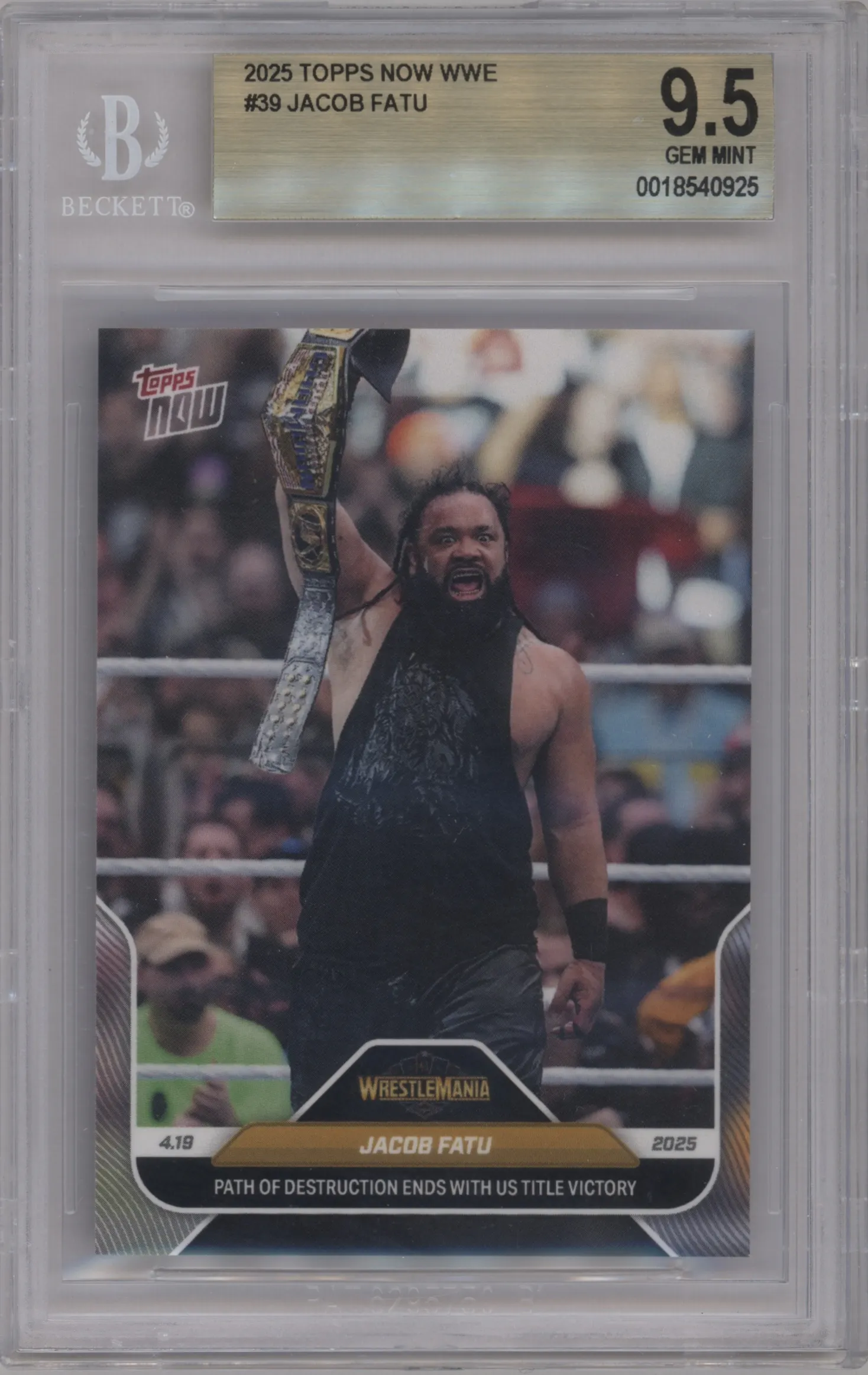 2025 Topps Now WWE Jacob Fatu #39 BGS 9.5