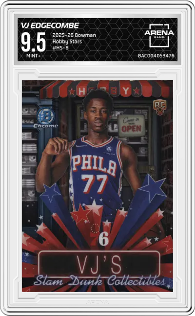 2025 Bowman Hobby Stars VJ Edgecombe #HS-8 ARENA CLUB 9.5