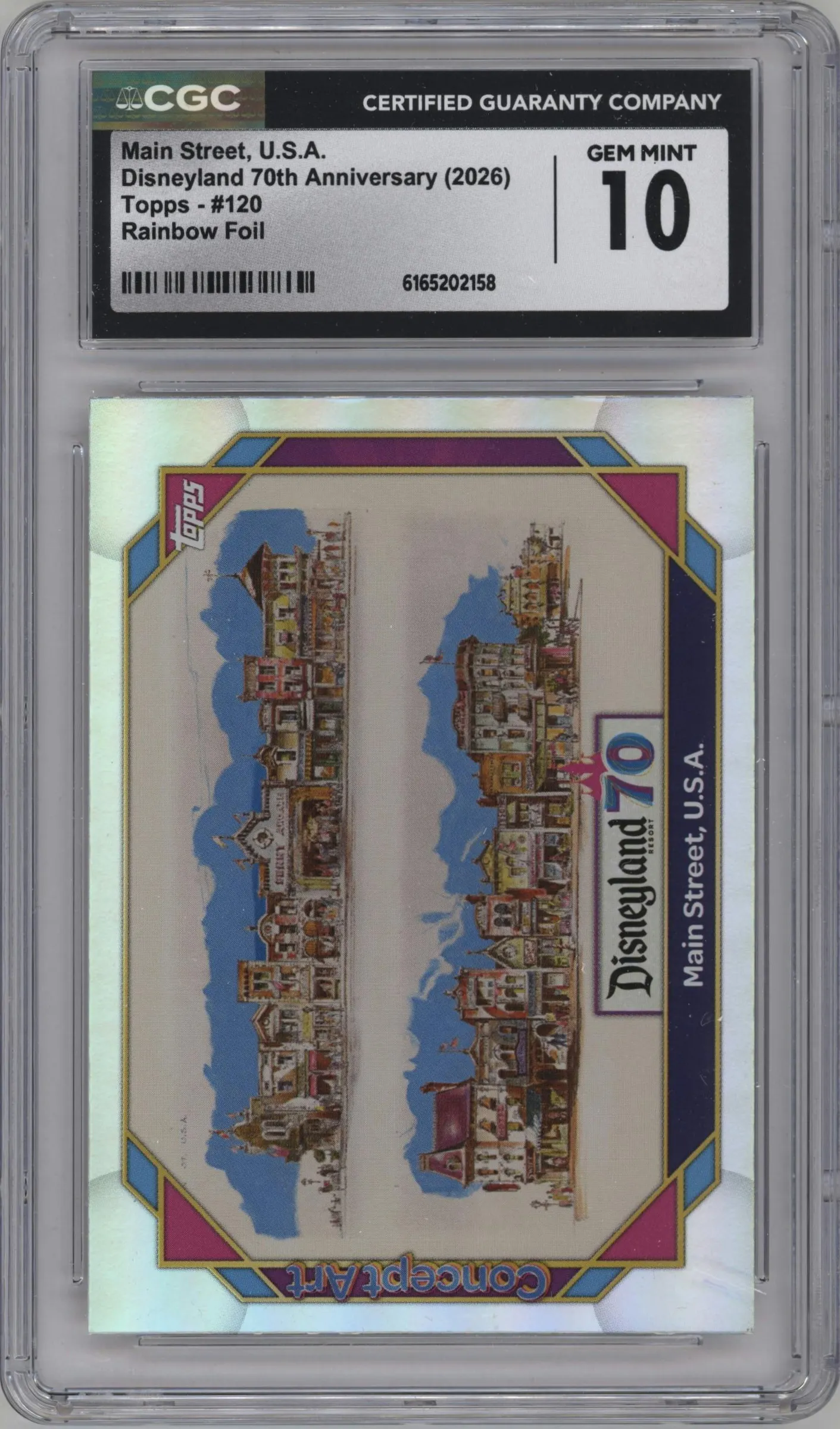 2025 Topps Disneyland 70th Anniversary Main Street, U.S.A Rainbow Foil #120 CGC 10