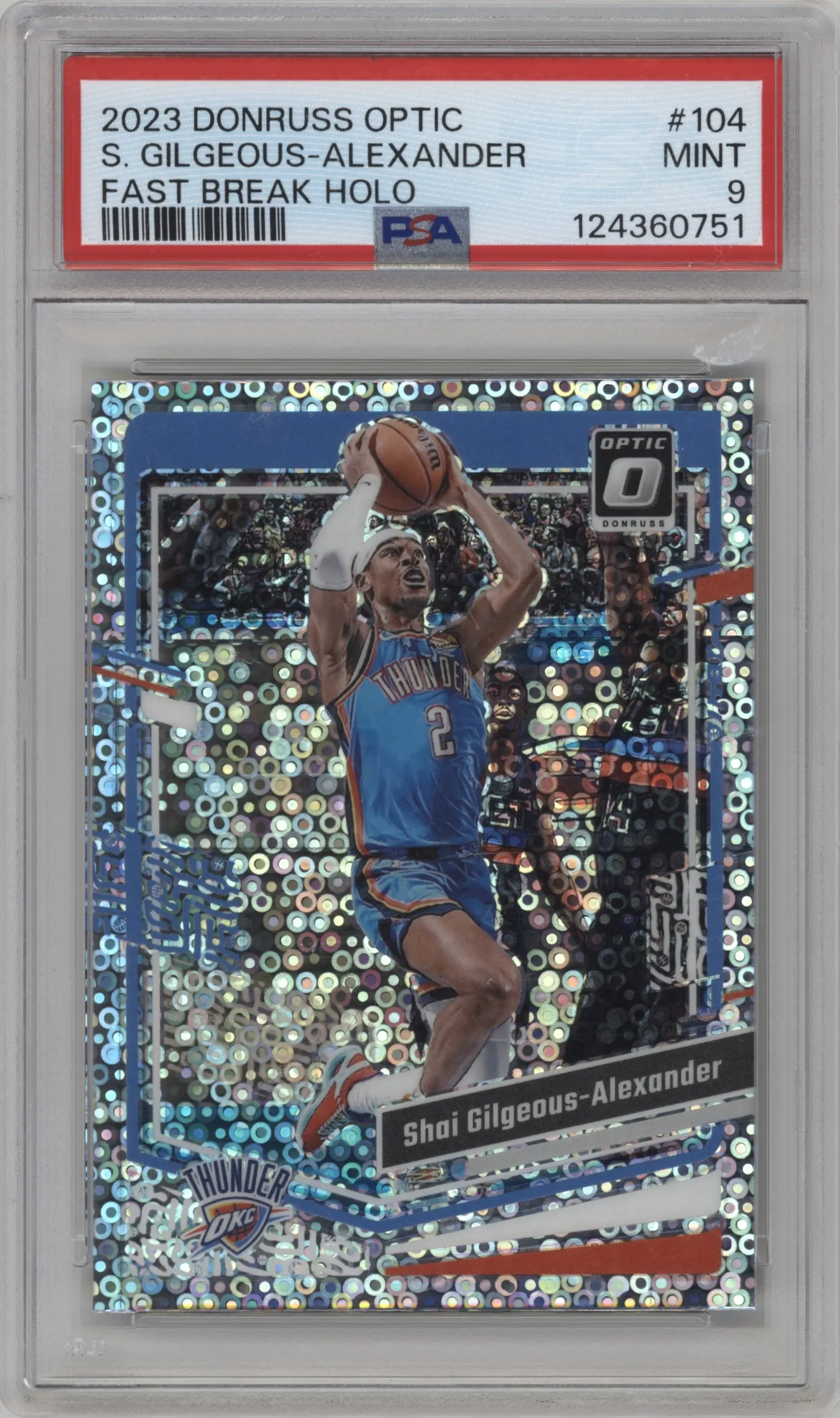 2023 Donruss Optic Shai Gilgeous-Alexander Fast Break Holo PSA 9