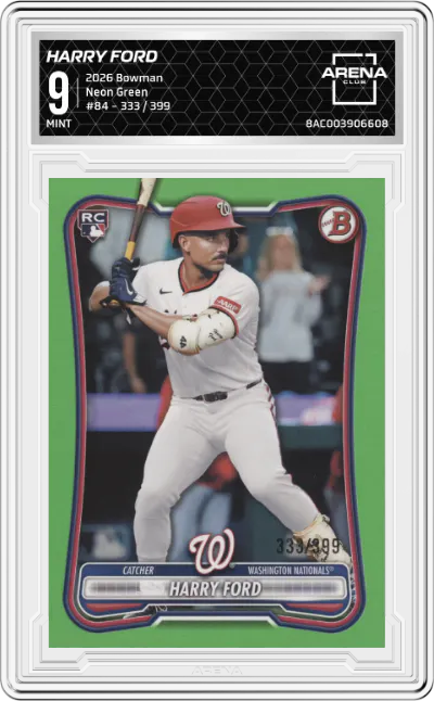 2026 Bowman Harry Ford Neon Green #84 ARENA CLUB 9