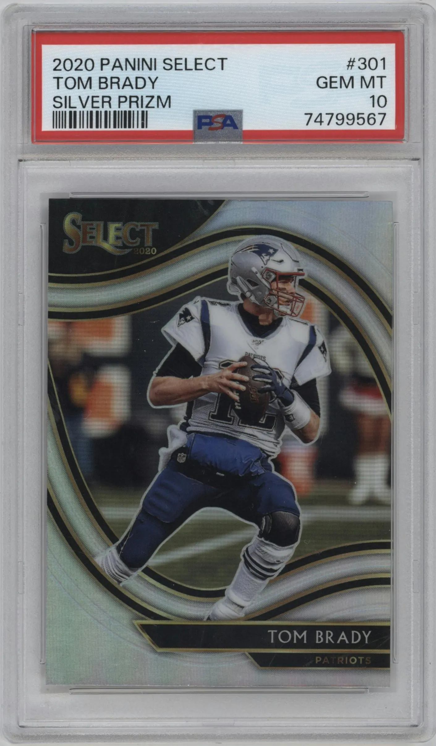 2020 Panini Select Field Lvl. Tom Brady Silver Prizm #301 PSA 10
