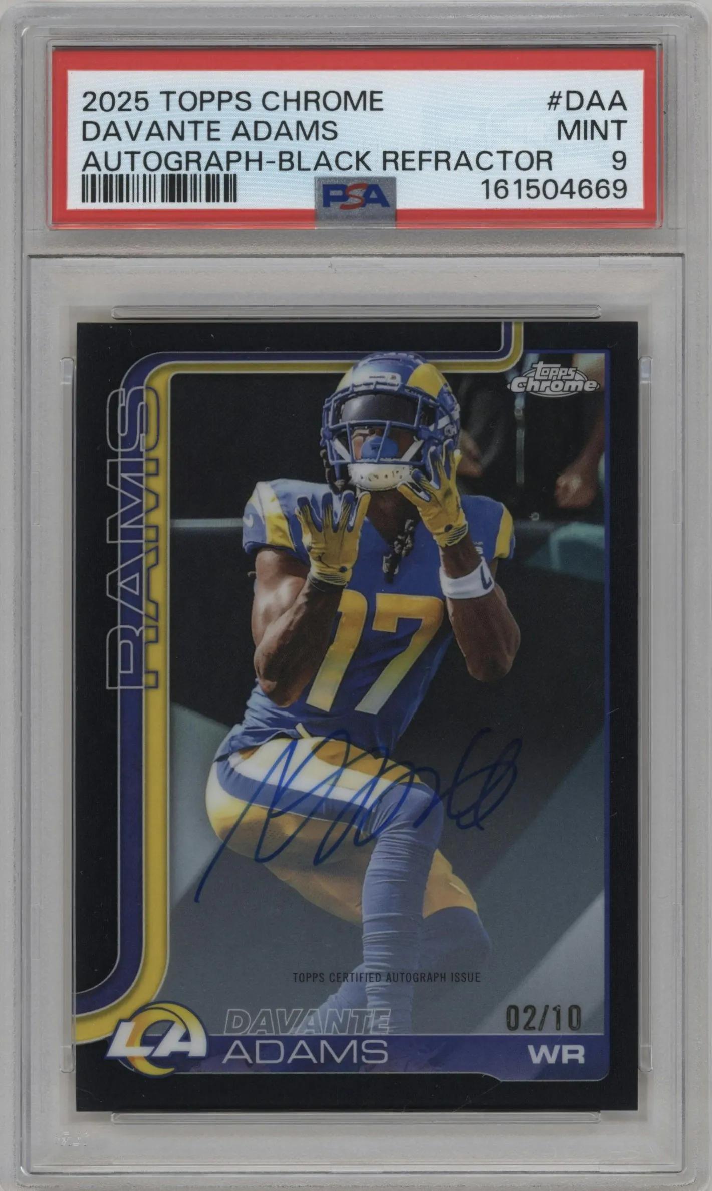 2025 Topps Chrome Chrome Auto Davante Adams Black Refractor #BA-DAA PSA 9