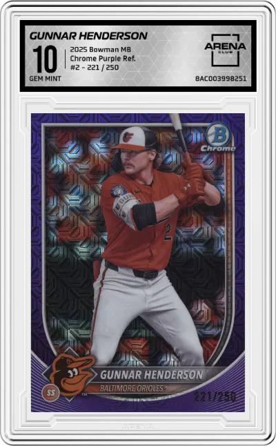 2025 Bowman Mega Box Chrome Gunnar Henderson Purple Refractor ARENA CLUB 10