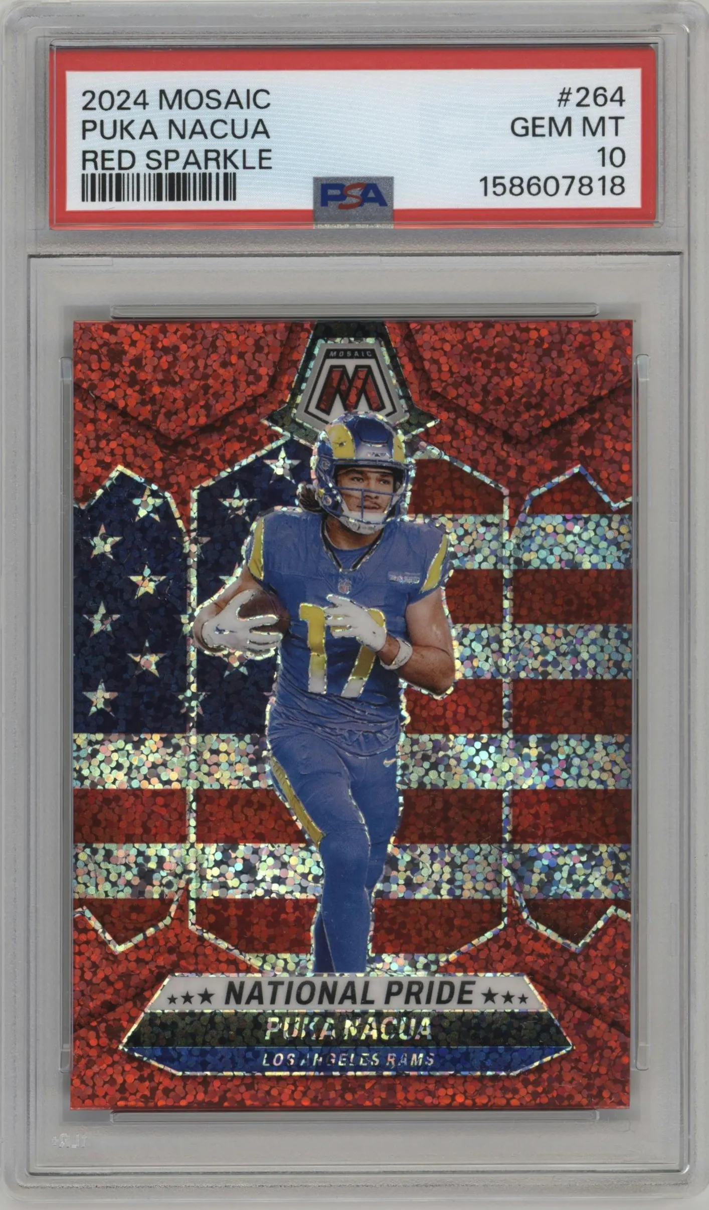 2024 Panini Mosaic Puka Nacua Red Sparkle #264 PSA 10