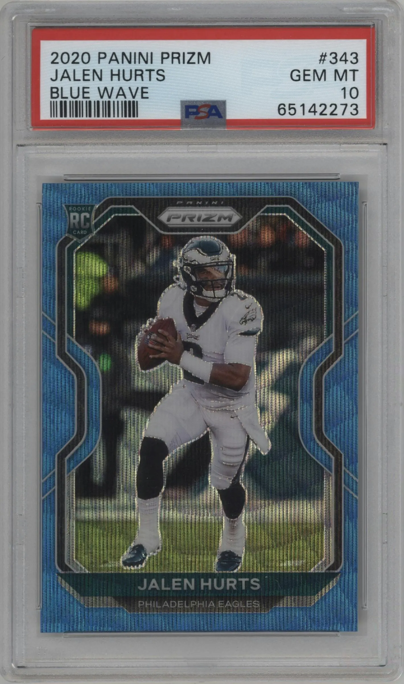 2020 Panini Prizm Jalen Hurts Blue Wave #343 PSA 10
