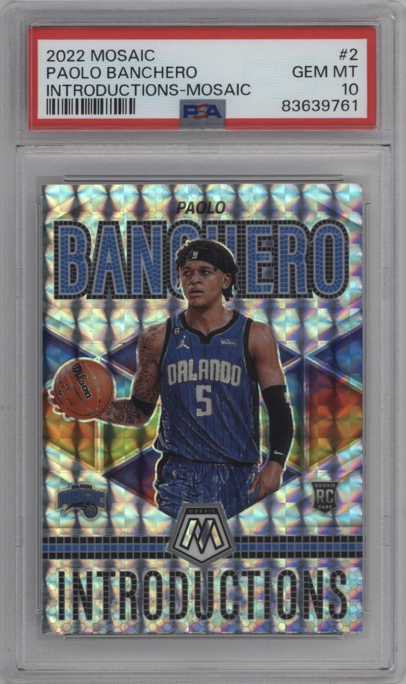 2022 Panini Mosaic Introductions Paolo Banchero Mosaic PSA 10