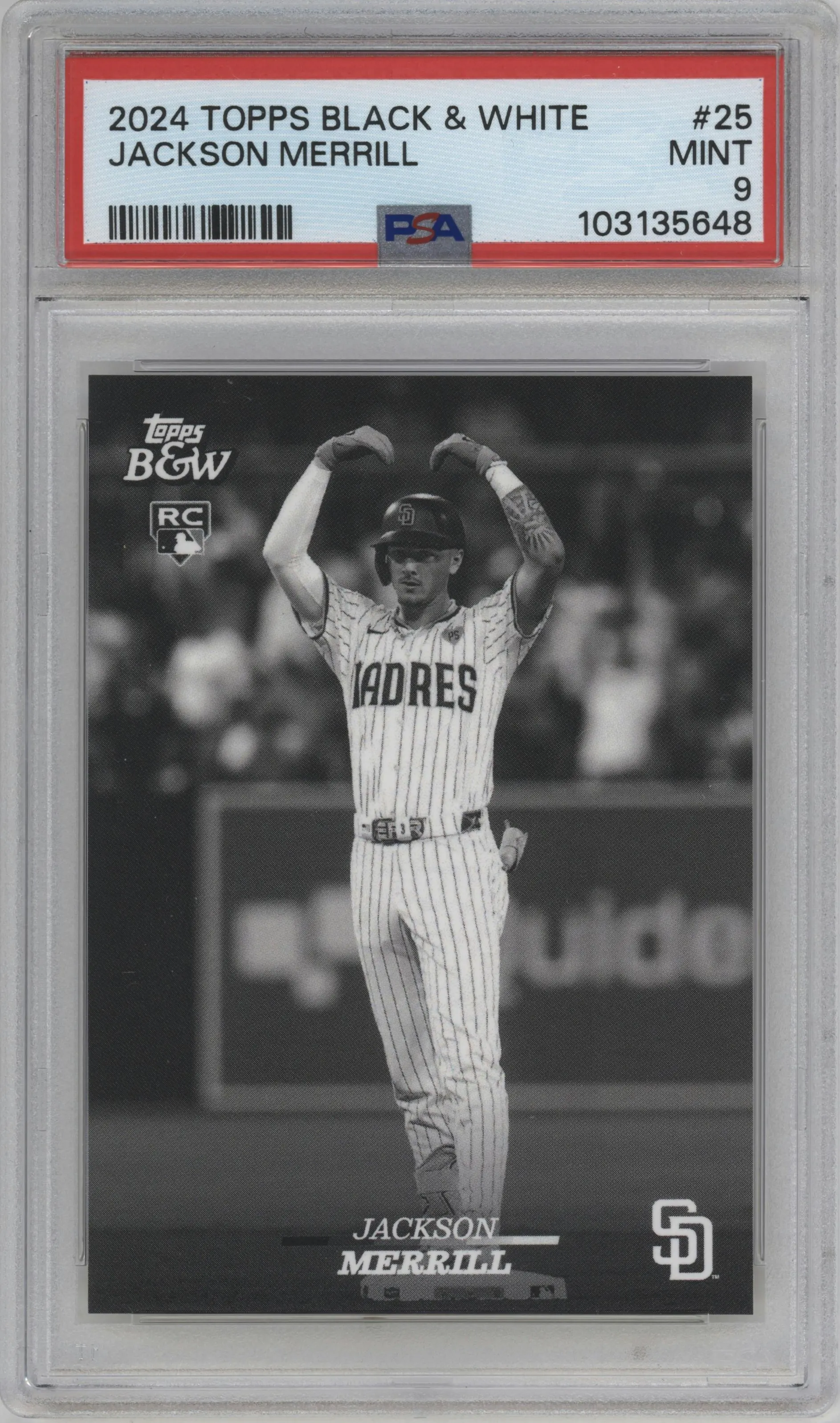 2024 Topps Black & White Jackson Merrill #25 PSA 9