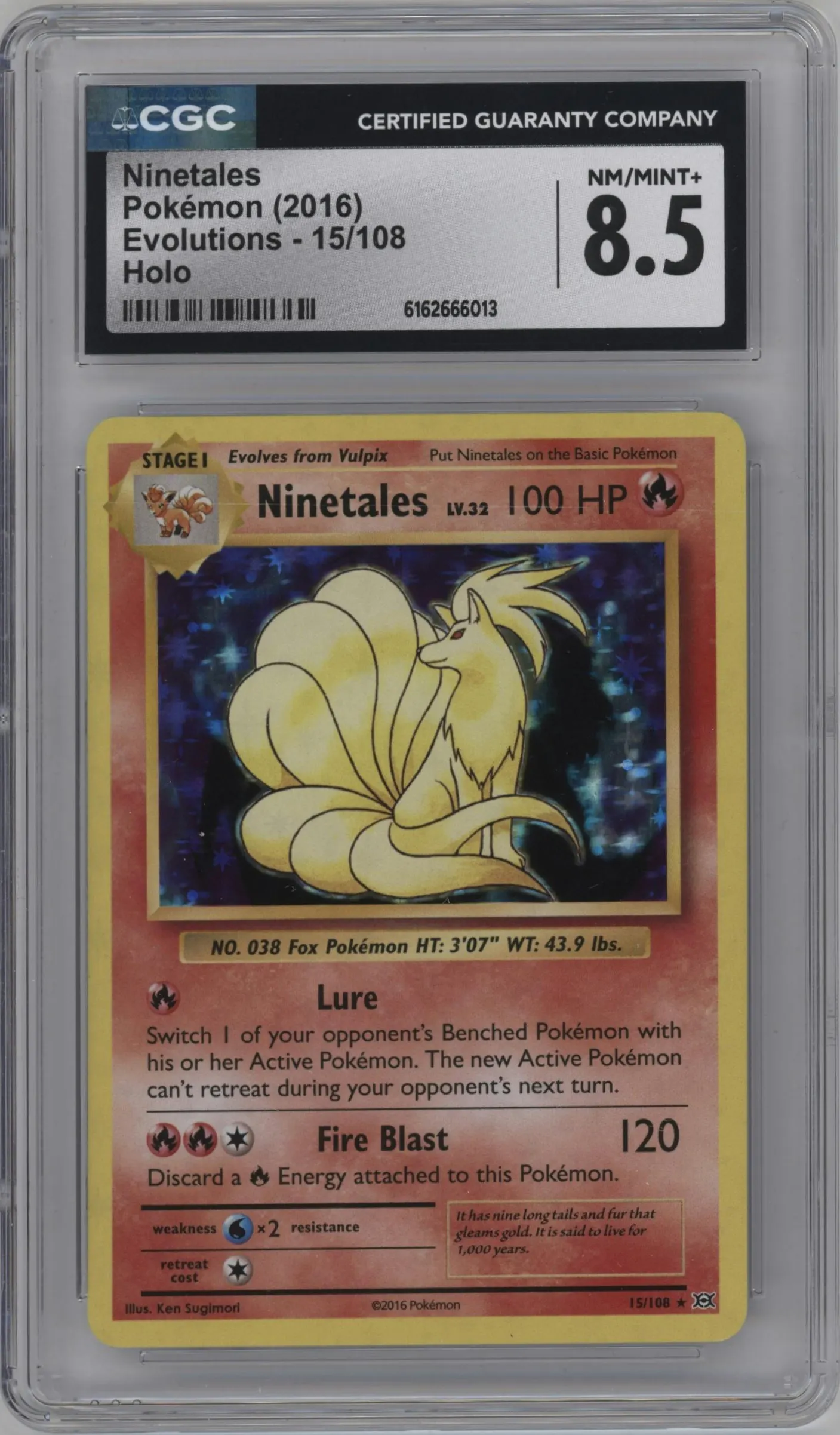 2016 Pokemon XY Evolutions Ninetales #15 CGC 8.5