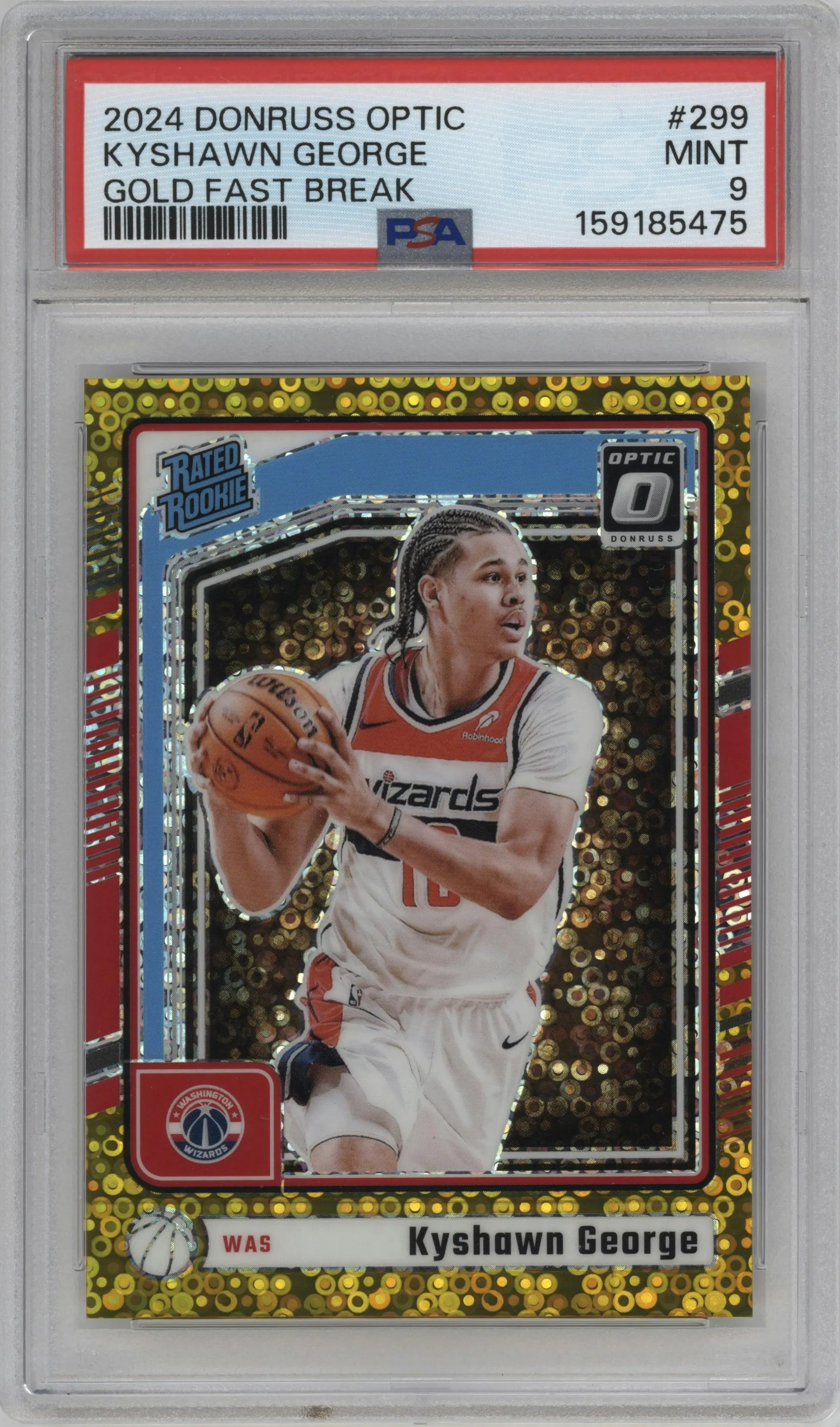 2024 Donruss Optic Rated Rookie Kyshawn George Fast Break Gold #299 PSA 9