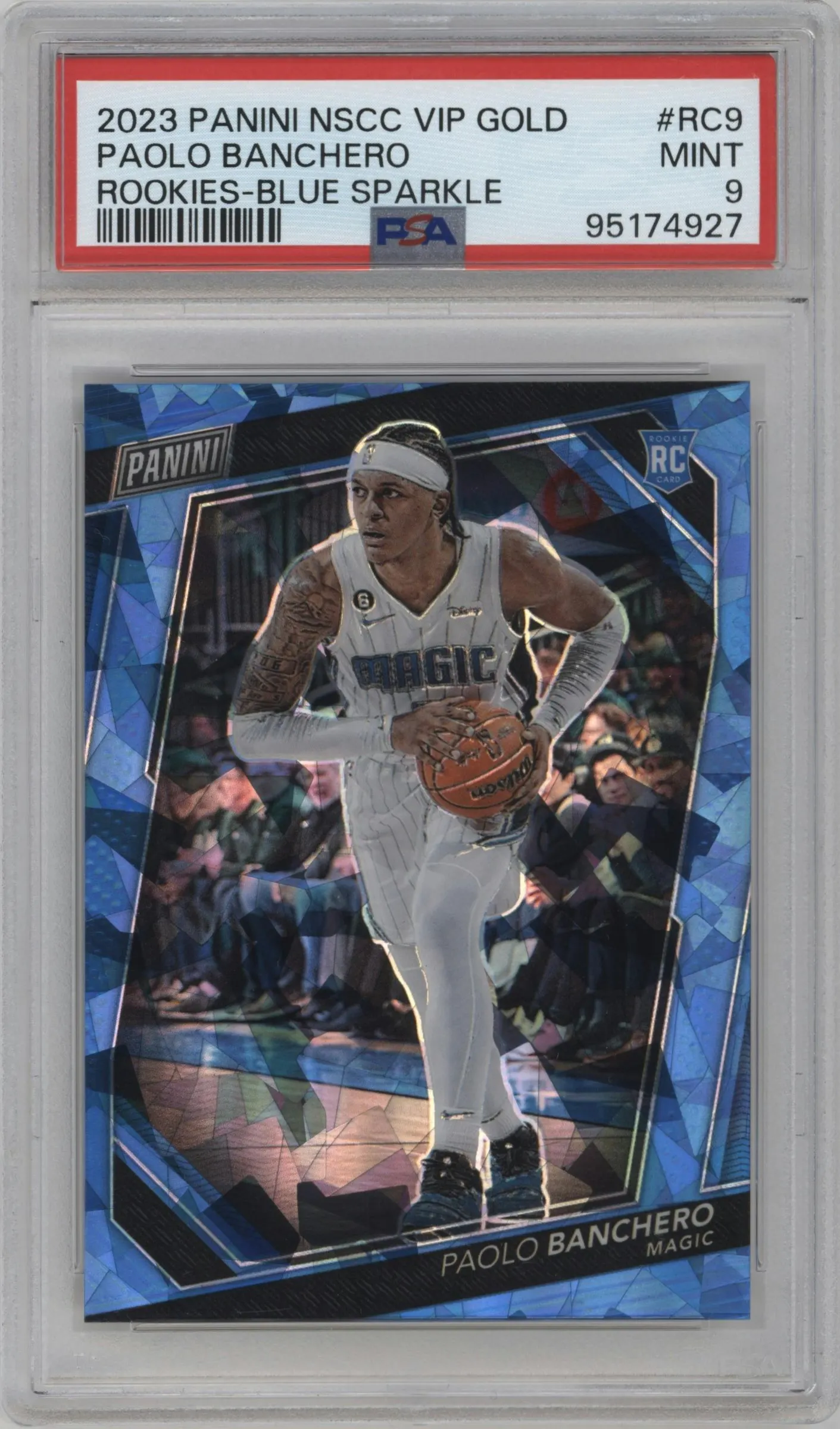 2023 Panini The National VIP Gold Packs Paolo Banchero Blue Sparkle #RC9 PSA 9