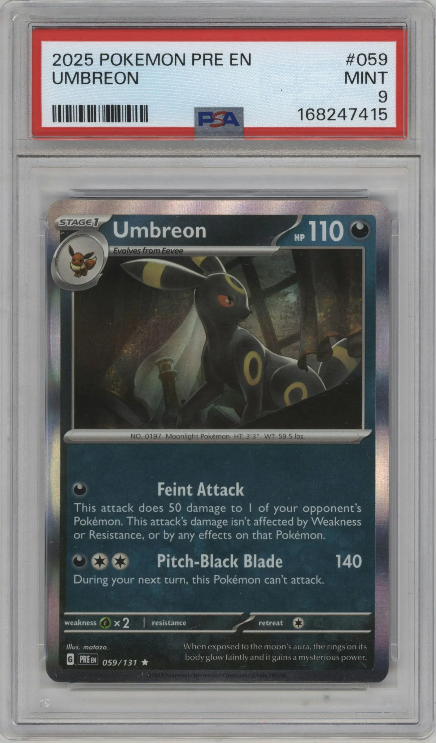 2025 Pokemon SV Prismatic Evolutions Umbreon #059 PSA 9