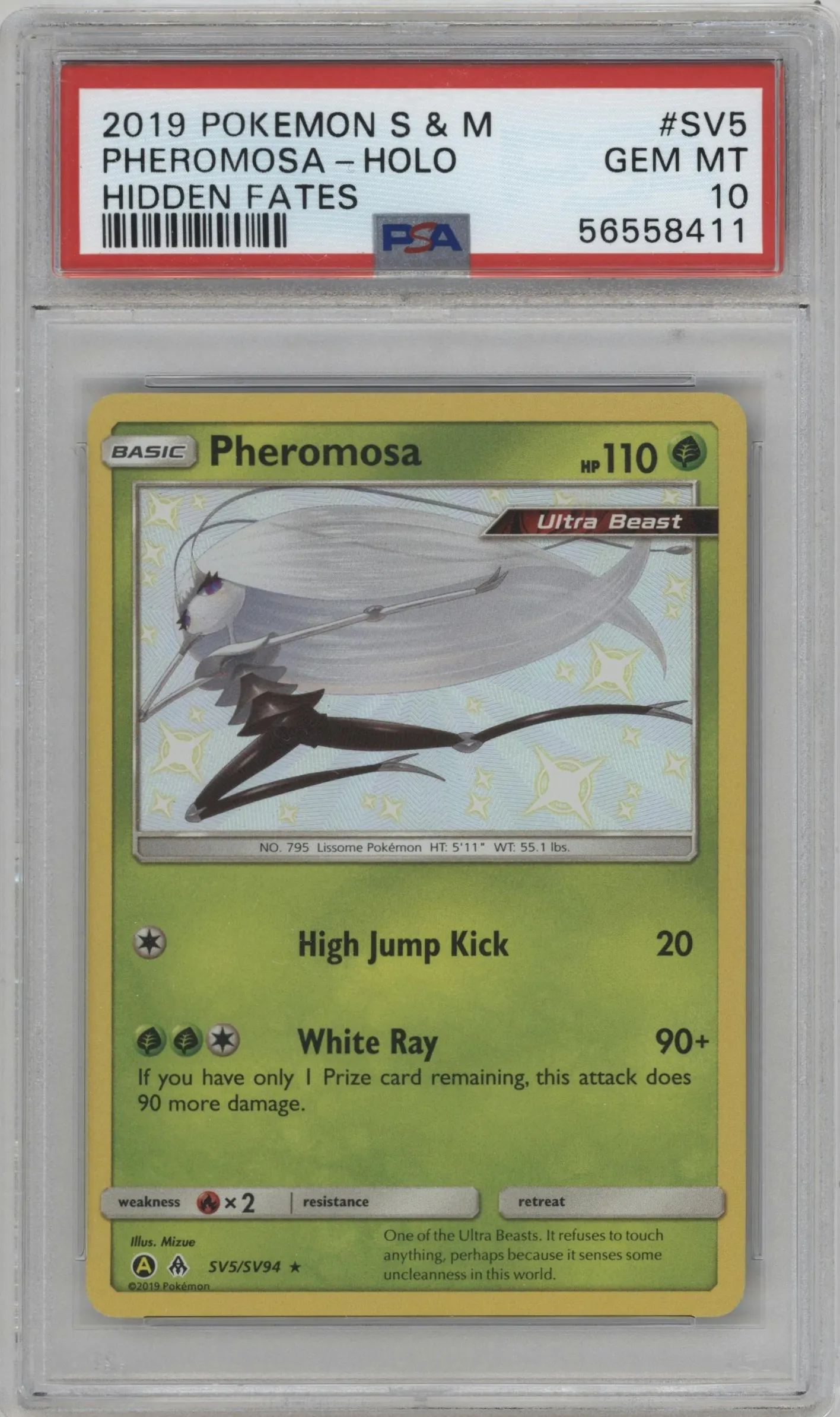 2019 Pokemon S&M Hidden Fates Pheromosa #SV5 PSA 10
