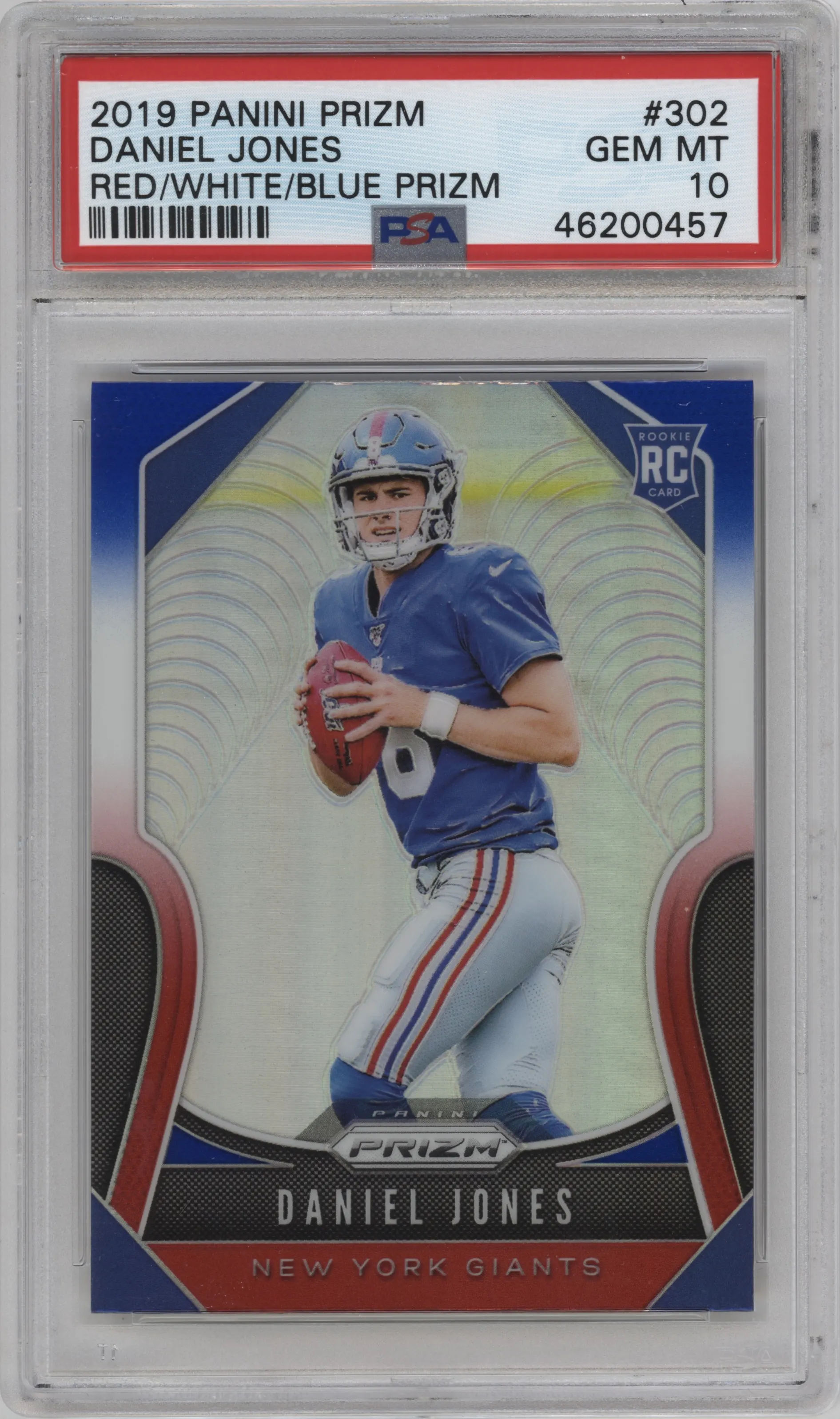 2019 Panini Prizm Daniel Jones Red/White/Blue Prizm PSA 10