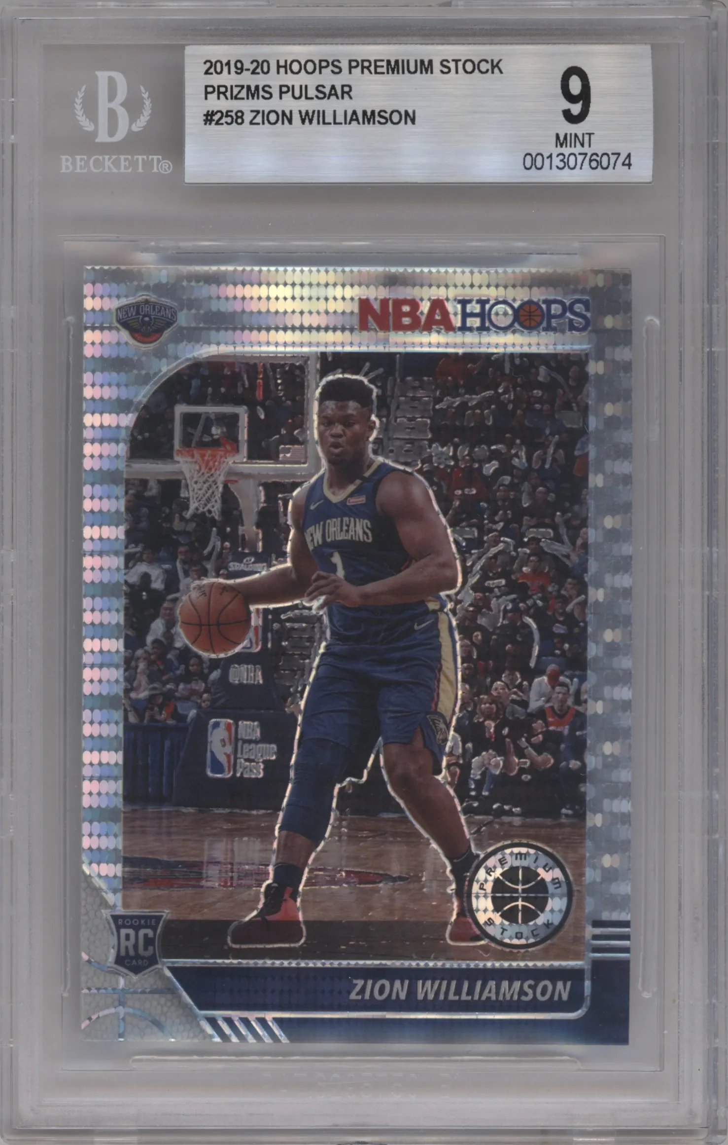 2019 Panini Hoops Premium Stock Zion Williamson Pulsar #258 BGS 9