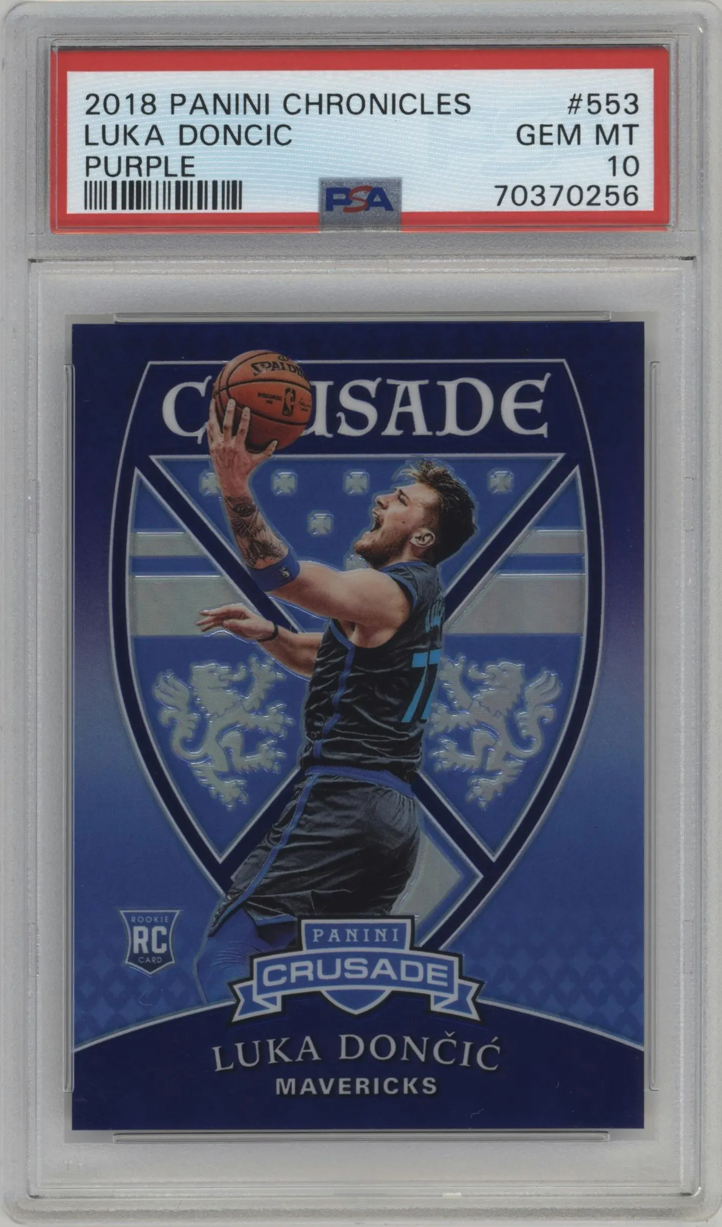2018 Panini Chronicles Crusade Luka Doncic Purple #553 PSA 10