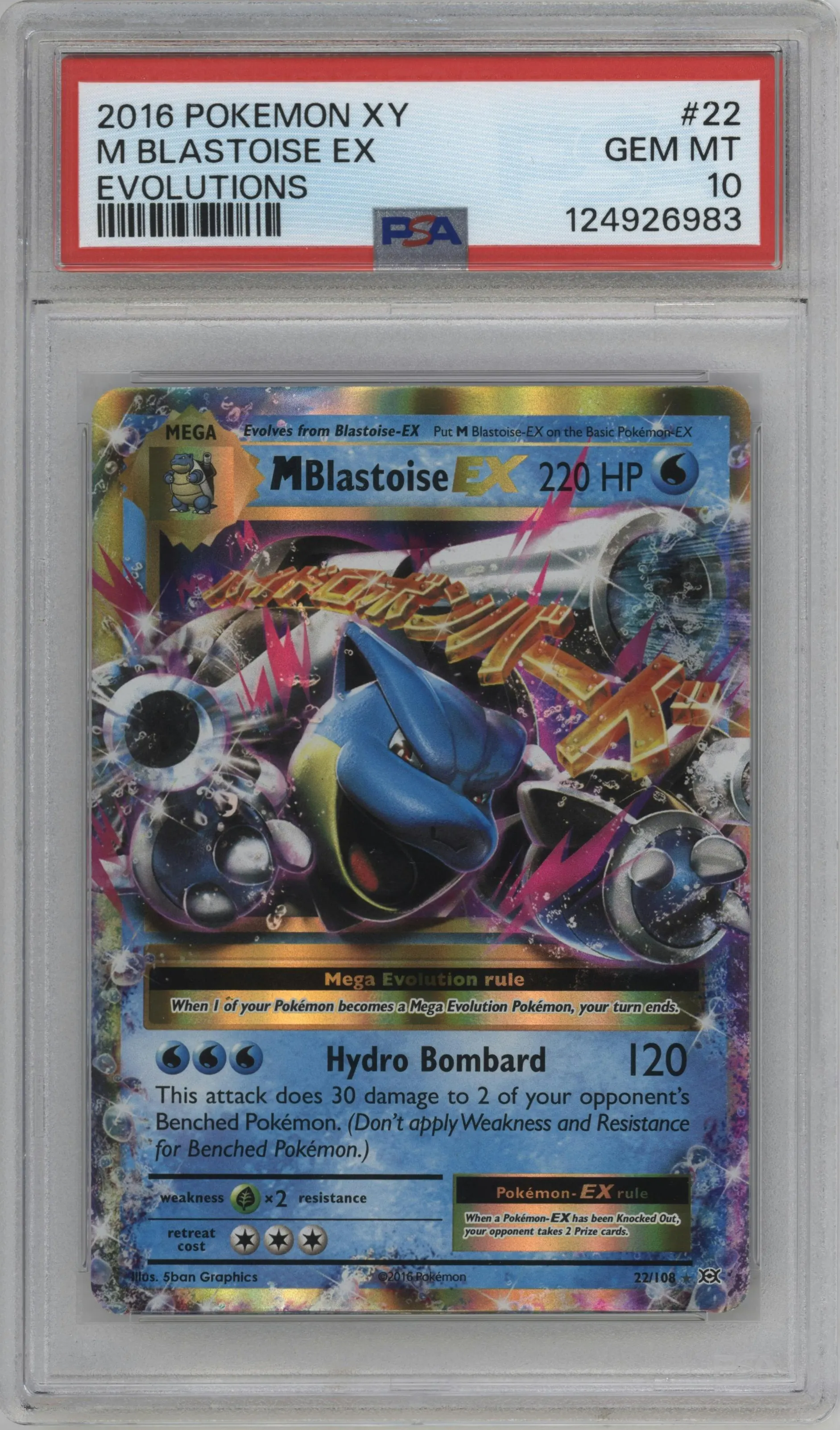 2016 Pokemon XY Evolutions M Blastoise EX #22 PSA 10