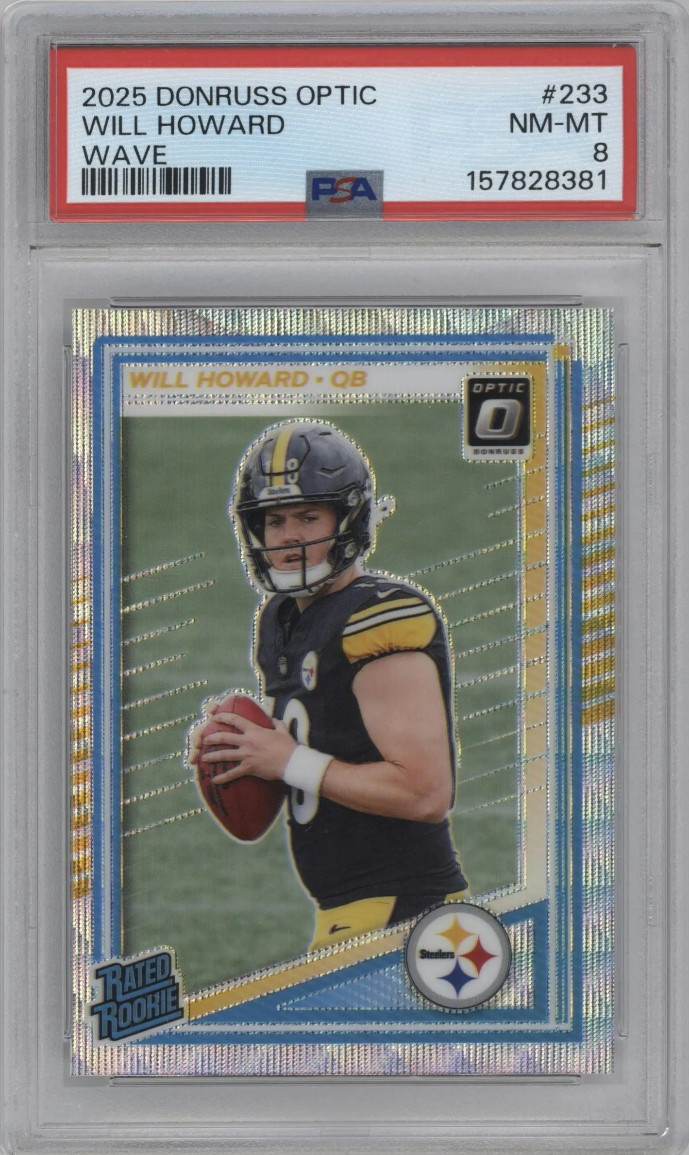 2025 Donruss Optic Rated Rookie Will Howard Wave #233 PSA 8