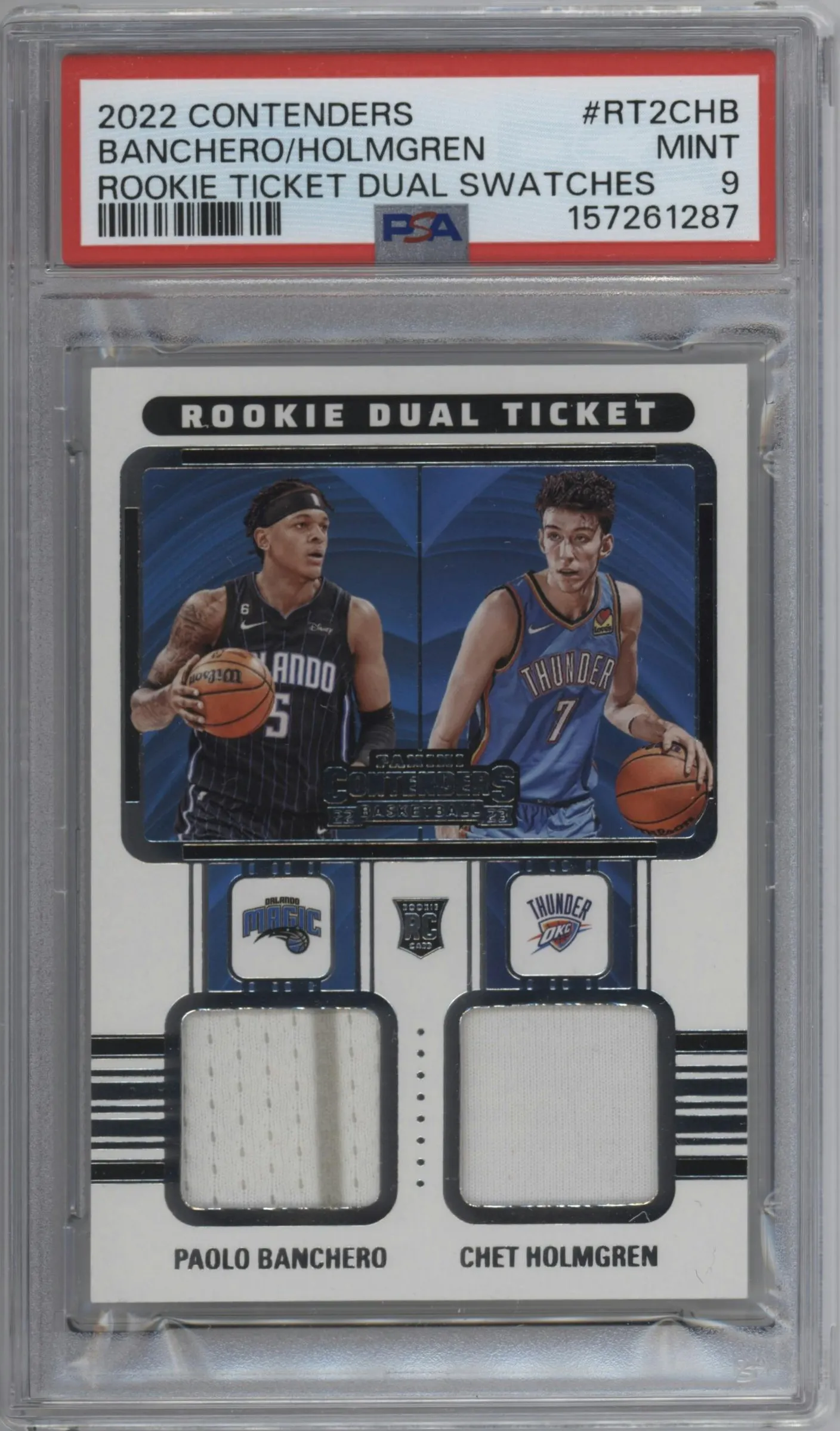 2022 Panini Contenders Rke.Tkt.Dual Swch. Paolo Banchero/Chet Holmgren #RT2-CHB PSA 9