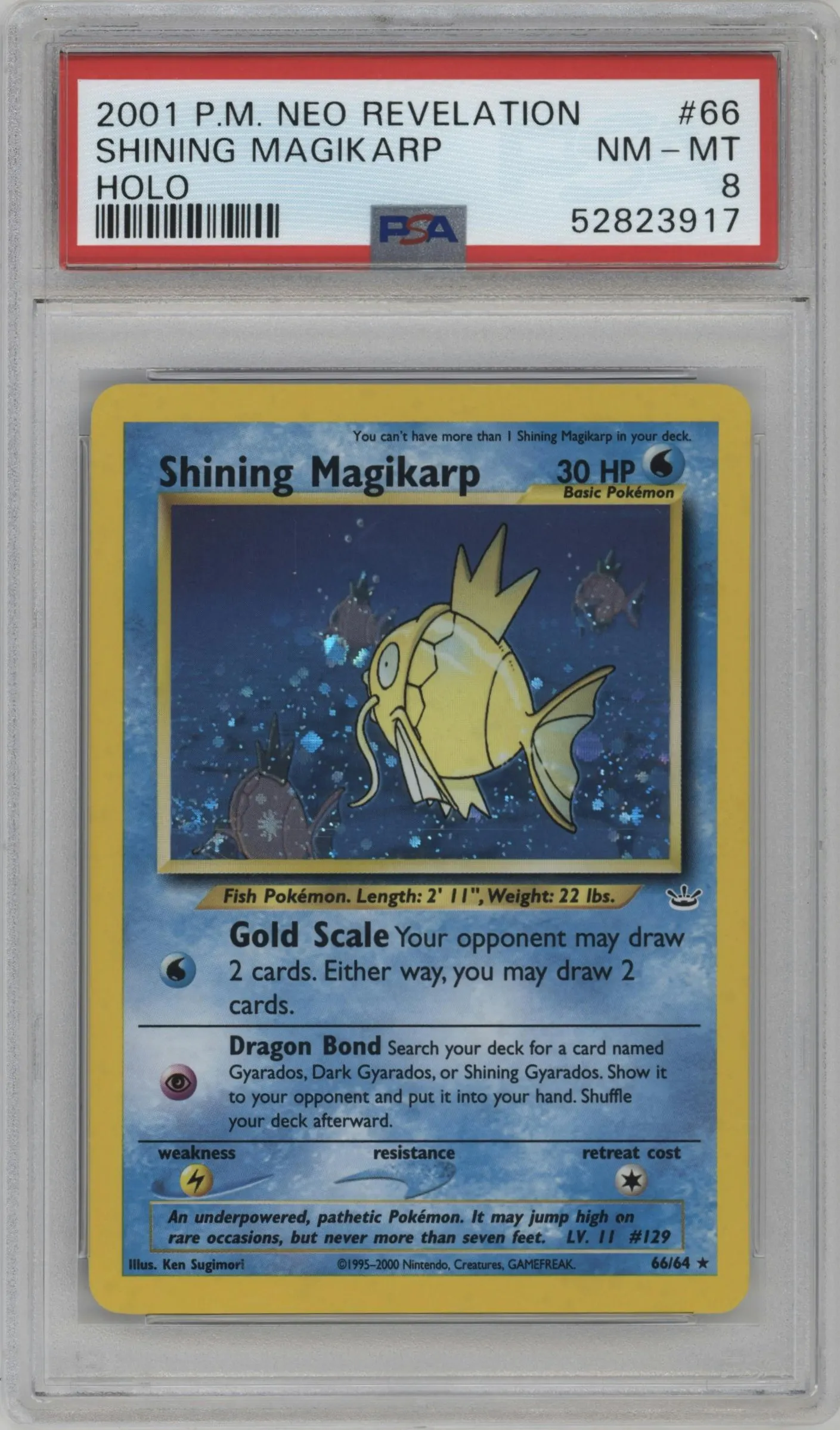 2001 Pokemon Neo Genesis Neo Revelation Shining Magikarp #66 PSA 8
