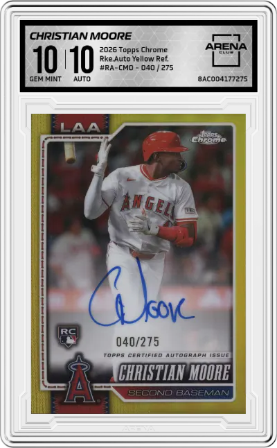2026 Topps Chrome Rke.Auto Christian Moore Yellow Refractors #RA-CMO ARENA CLUB 10