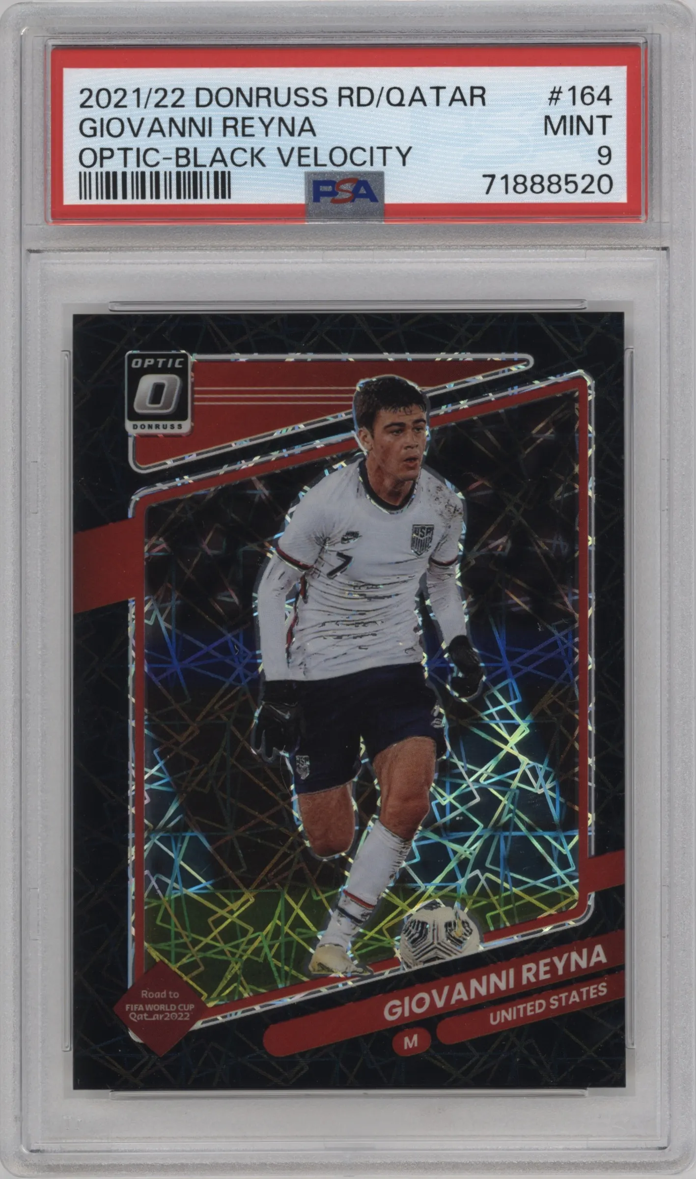 2021 Panini Donruss Road to Qatar Optic Giovanni Reyna Black Velocity #164 PSA 9