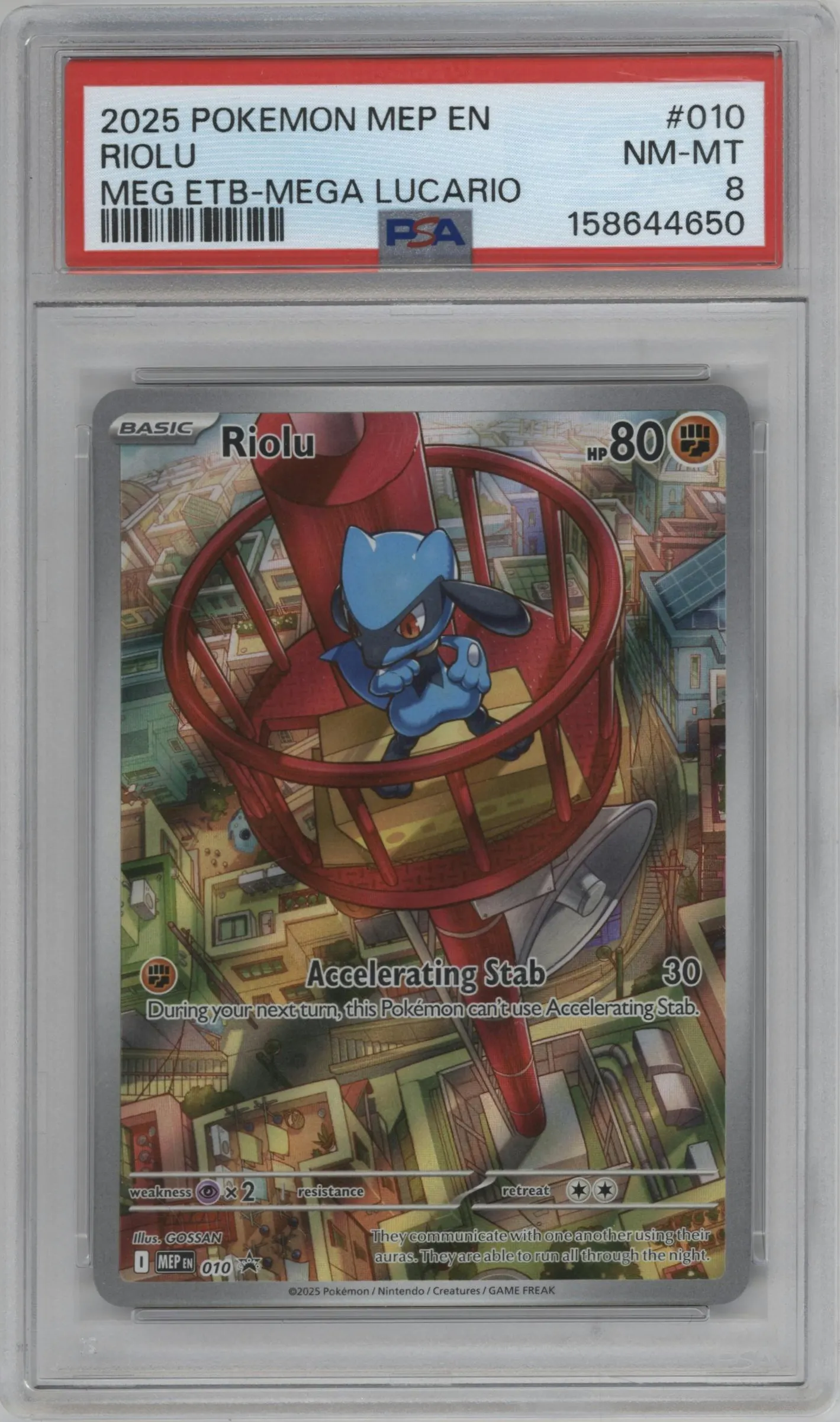 2025 Pokemon Mega Evolution Riolu Mega Evolution Elite Trainer Box (Mega Lucario) #010 PSA 8