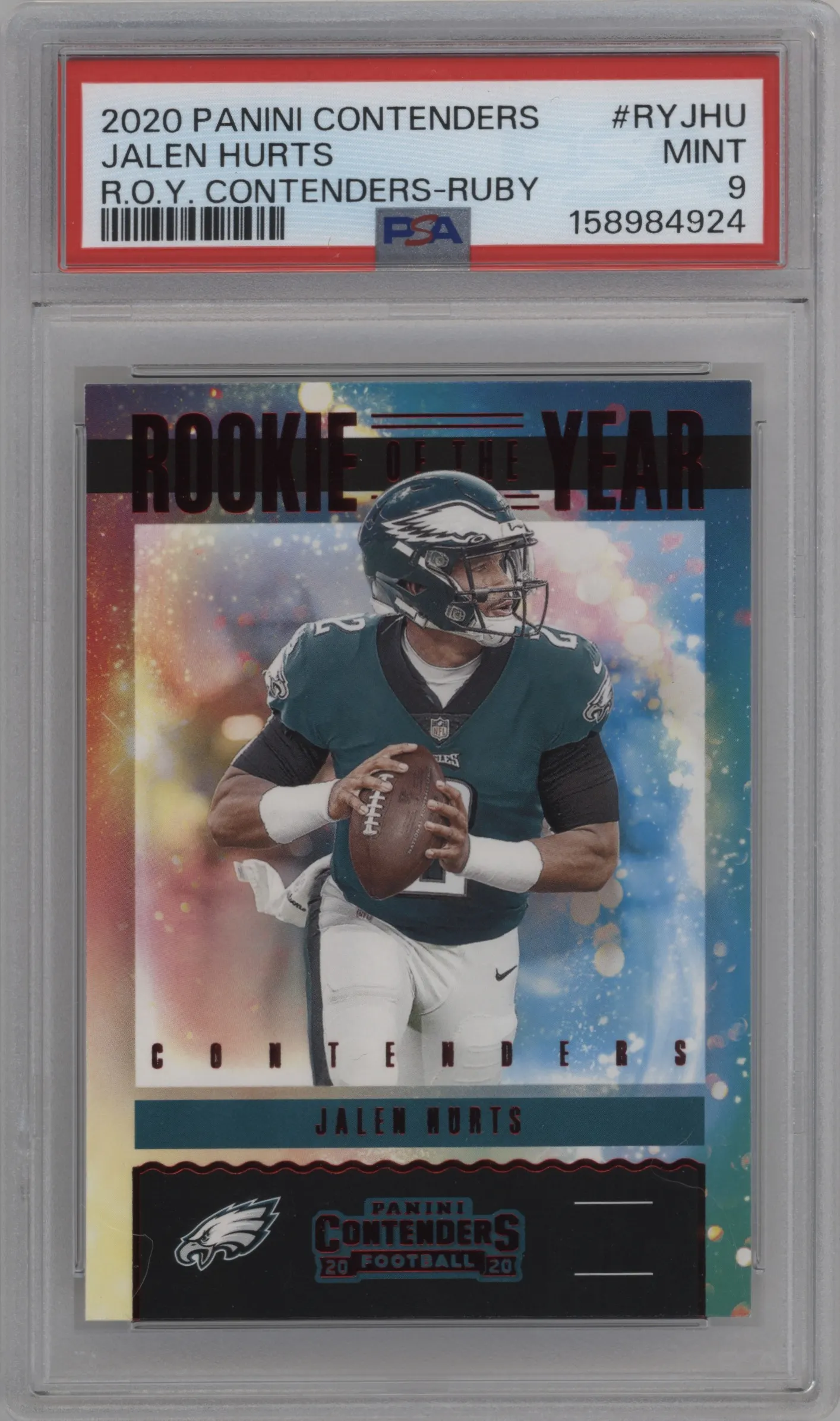 2020 Panini Contenders ROY Contenders Jalen Hurts Ruby #RY-JHU PSA 9