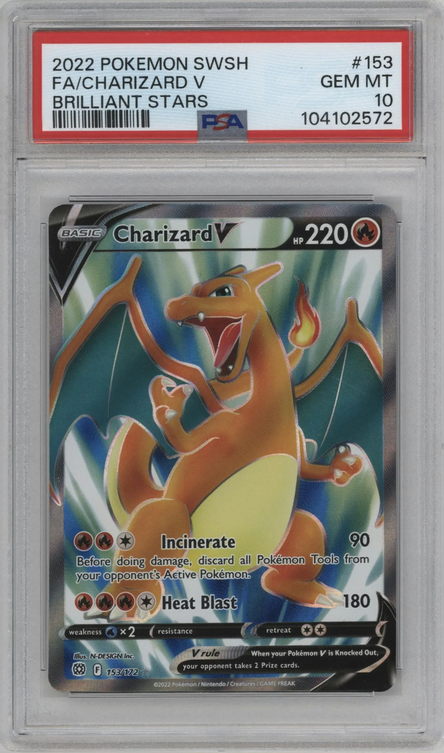 2022 Pokemon SWSH Brilliant Stars Charizard V #153 PSA 10
