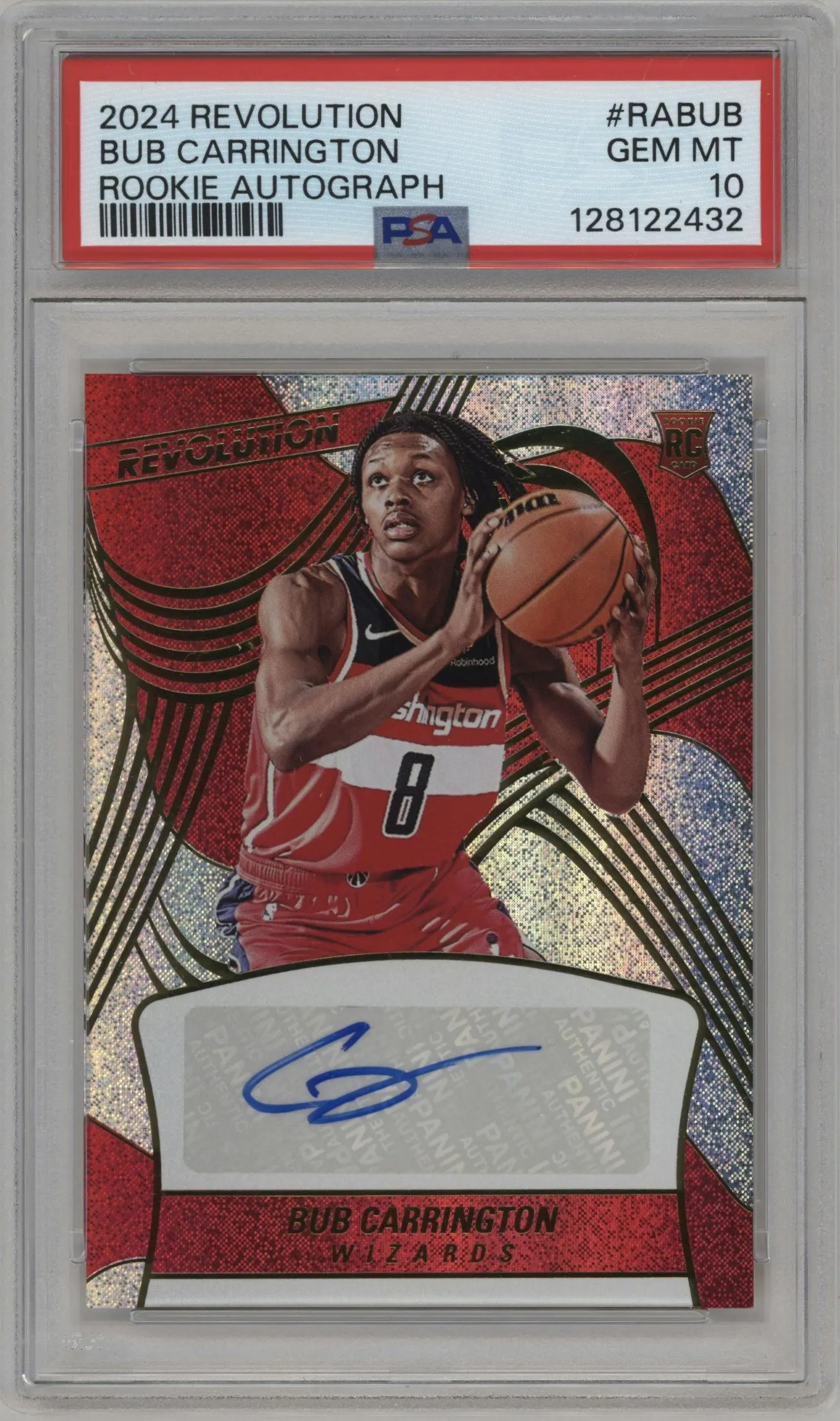 2024 Panini Revolution Rke.Auto Bub Carrington #RA-BUB PSA 10