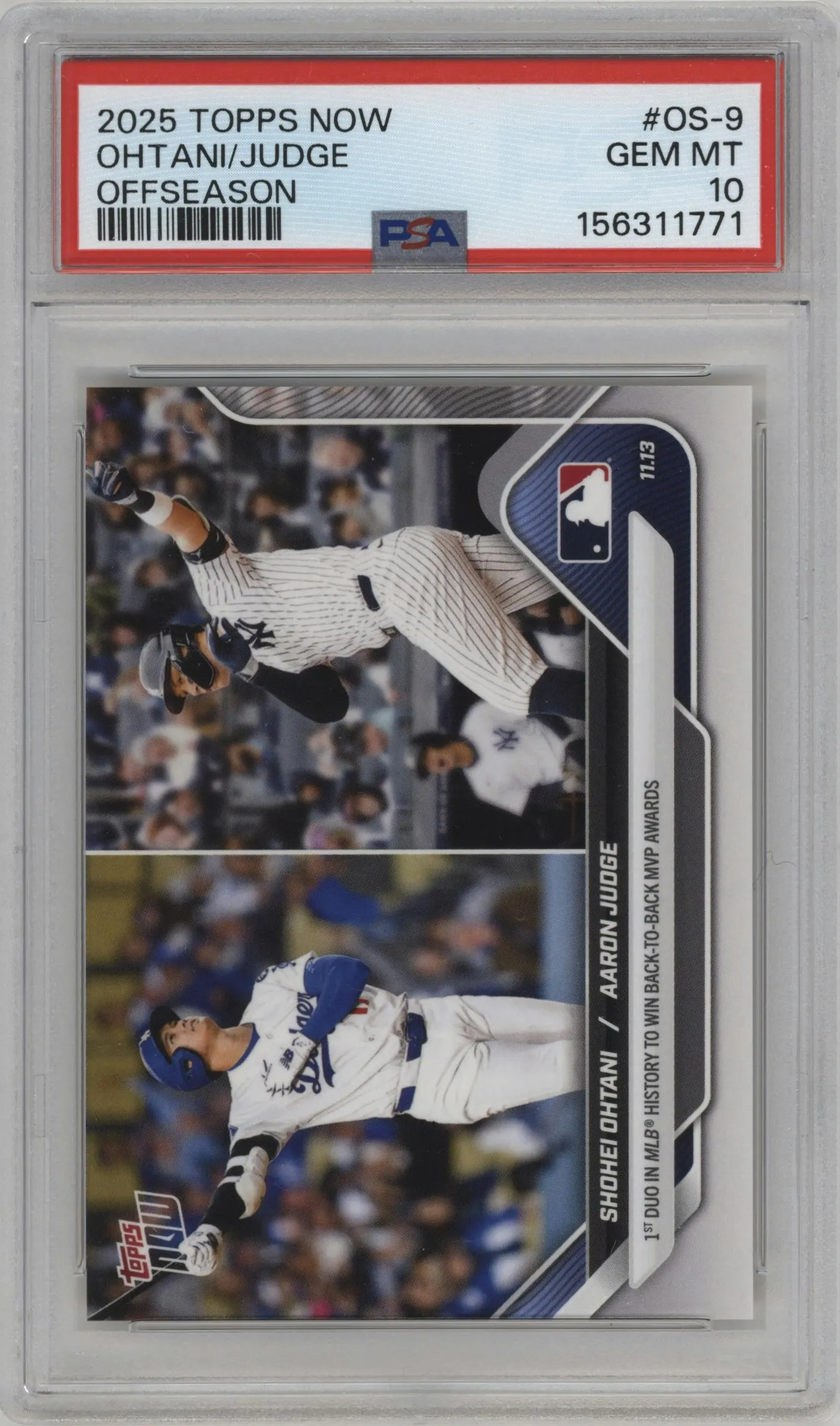 2025 Topps Now Off-Season Shohei Ohtani/Aaron Judge PSA 10