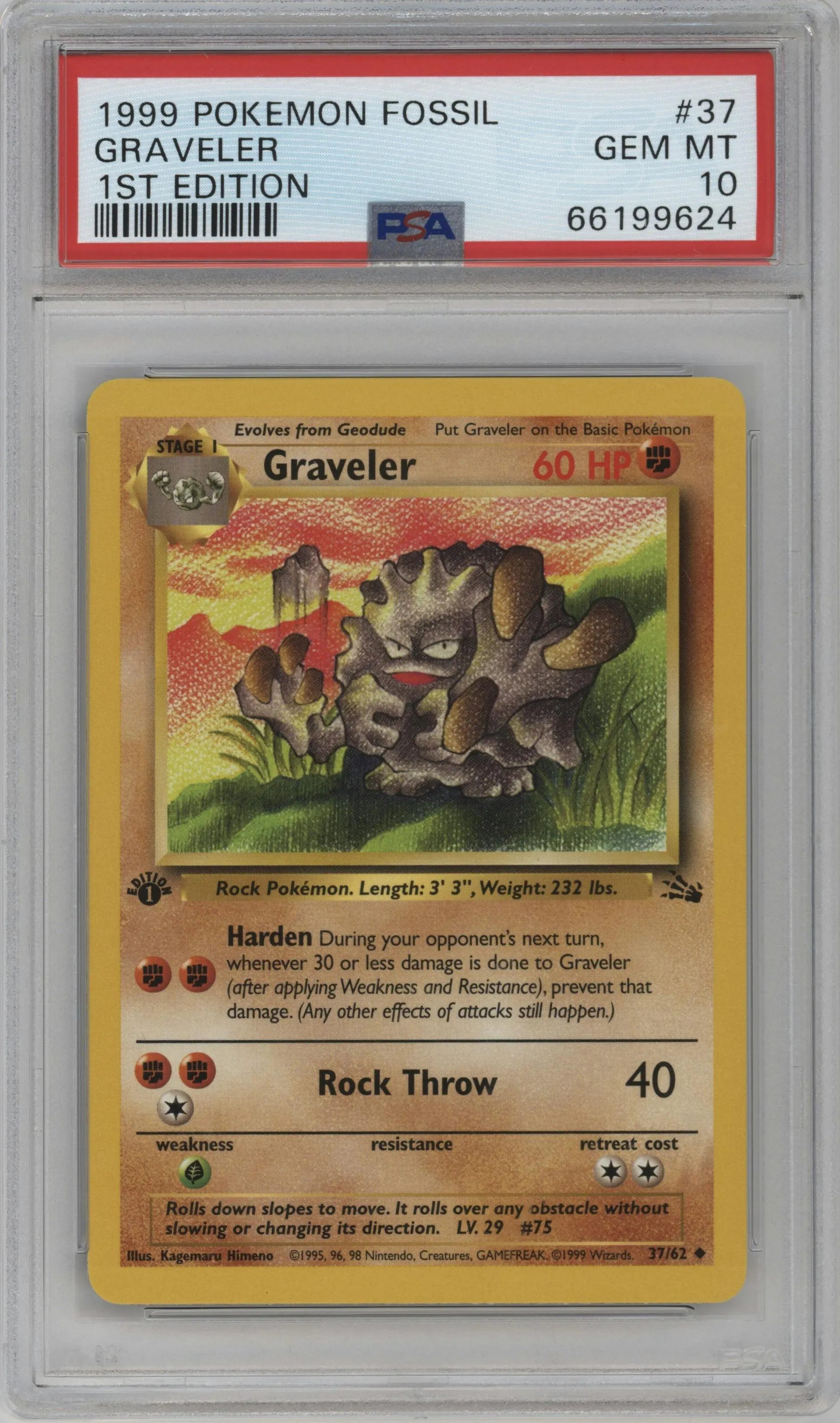 1999 Pokemon Fossil Graveler #37 PSA 10