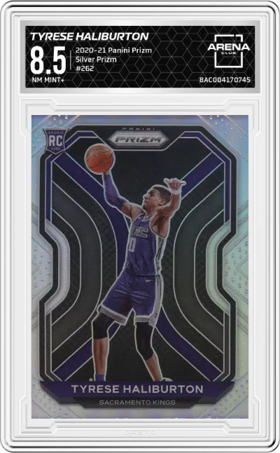 2020 Panini Prizm Tyrese Haliburton Silver Prizm #262 ARENA CLUB 8.5