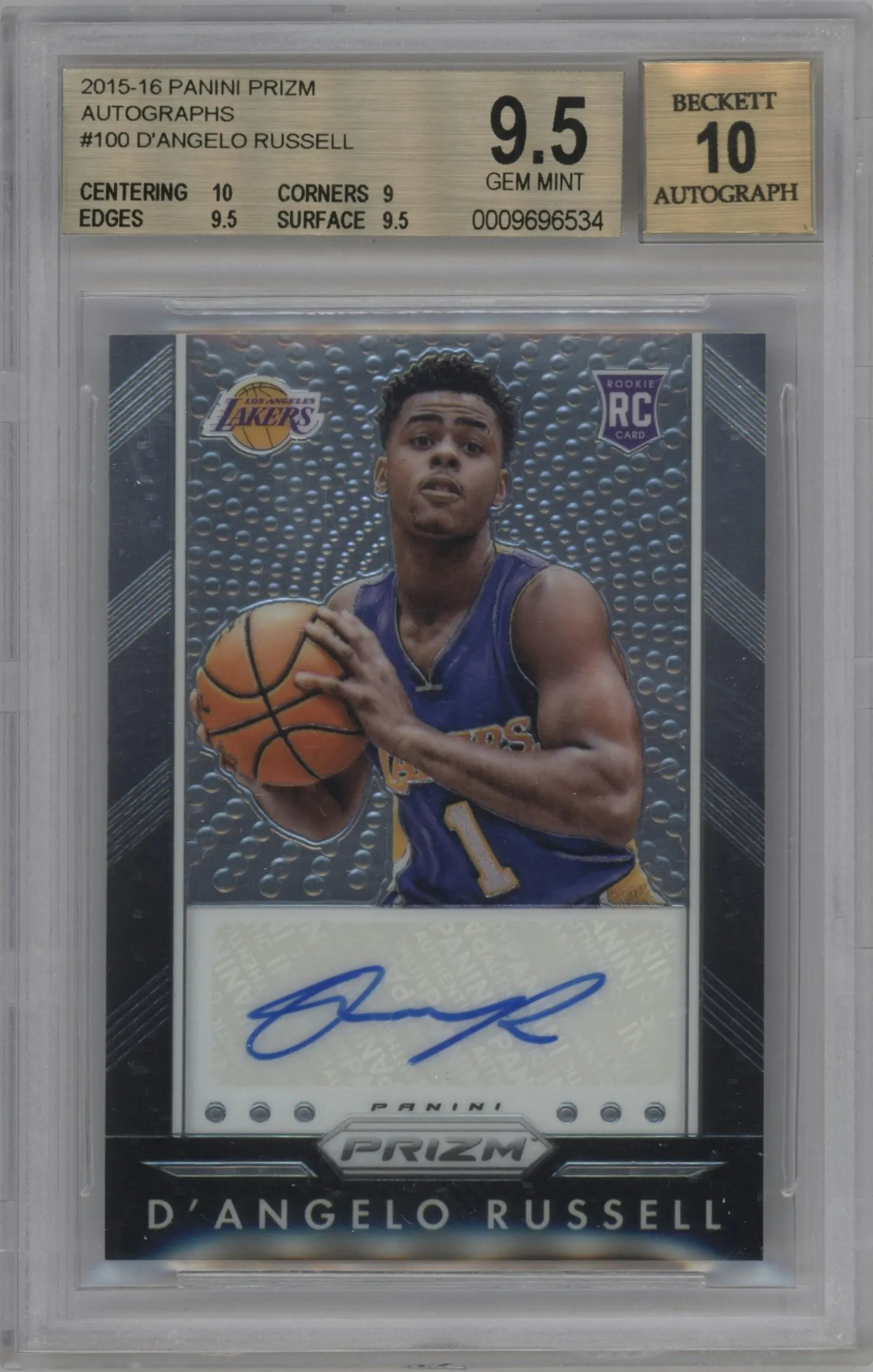 2015 Panini Prizm Auto D'Angelo Russell #P-DRS BGS 9.5