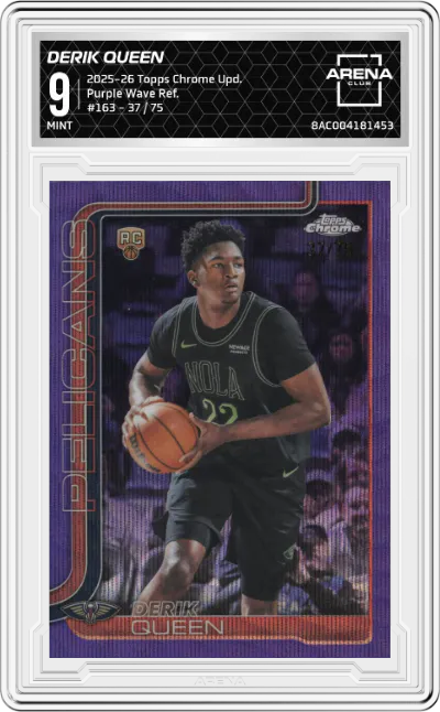 2025 Topps Chrome Update Derik Queen Purple Wave Refractor #163 ARENA CLUB 9