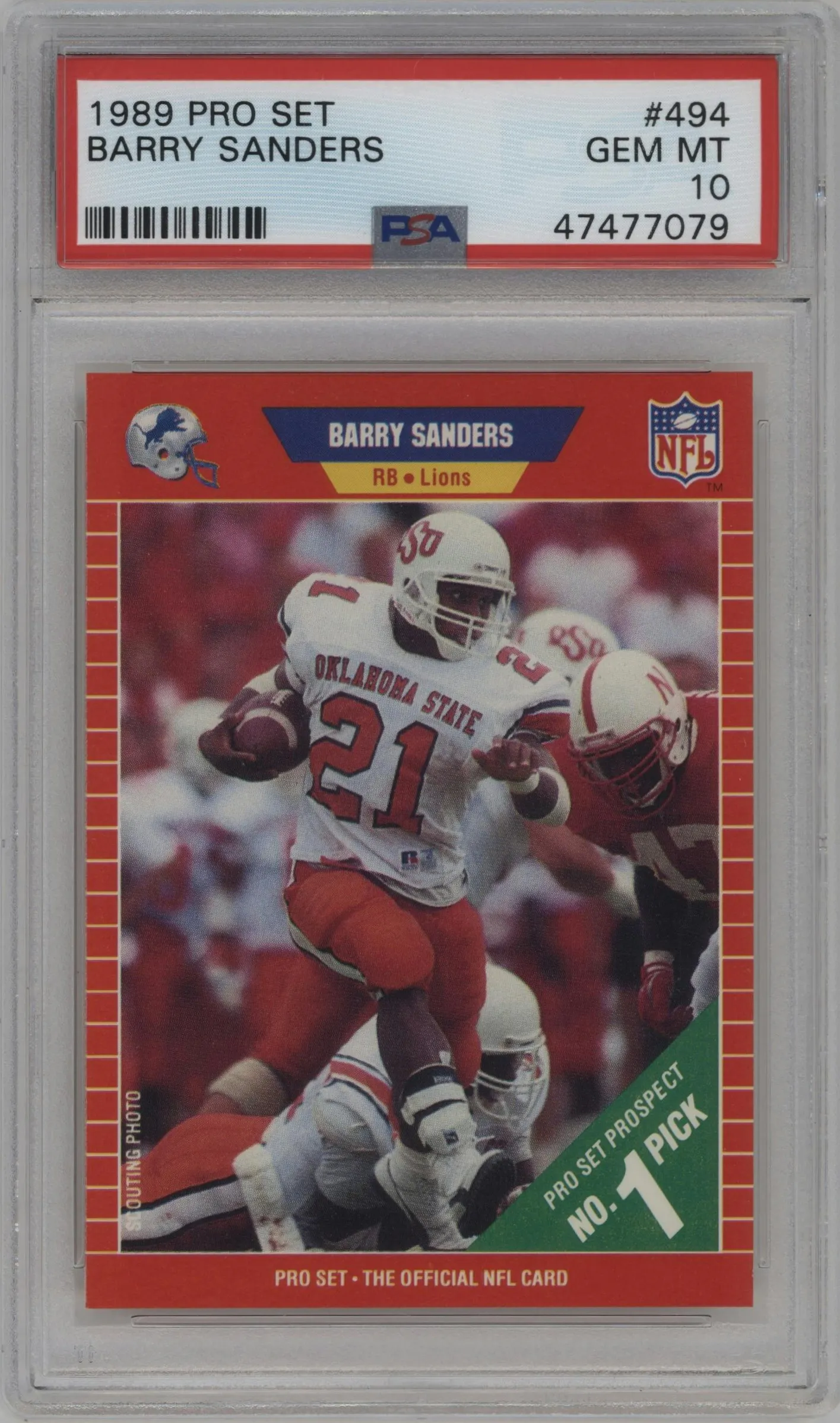 1989 Pro Set Barry Sanders #494 PSA 10