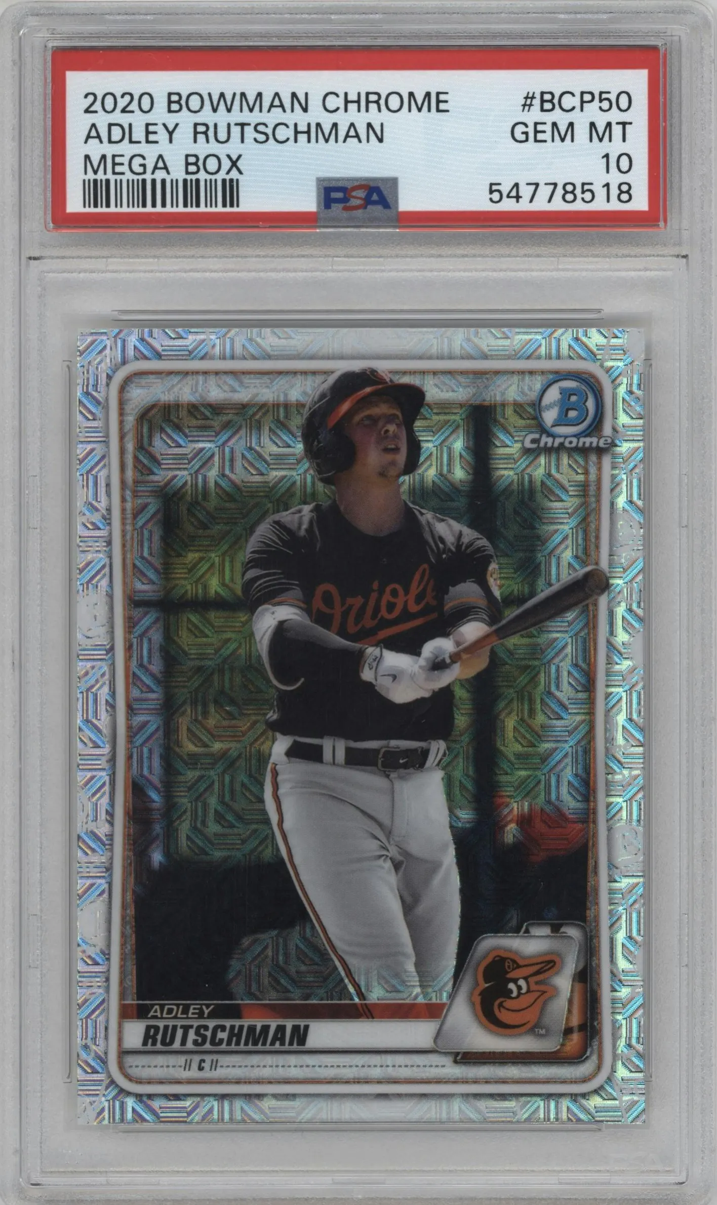 2020 Bowman Mega Box Chrome Chrome Prospect Adley Rutschman PSA 10