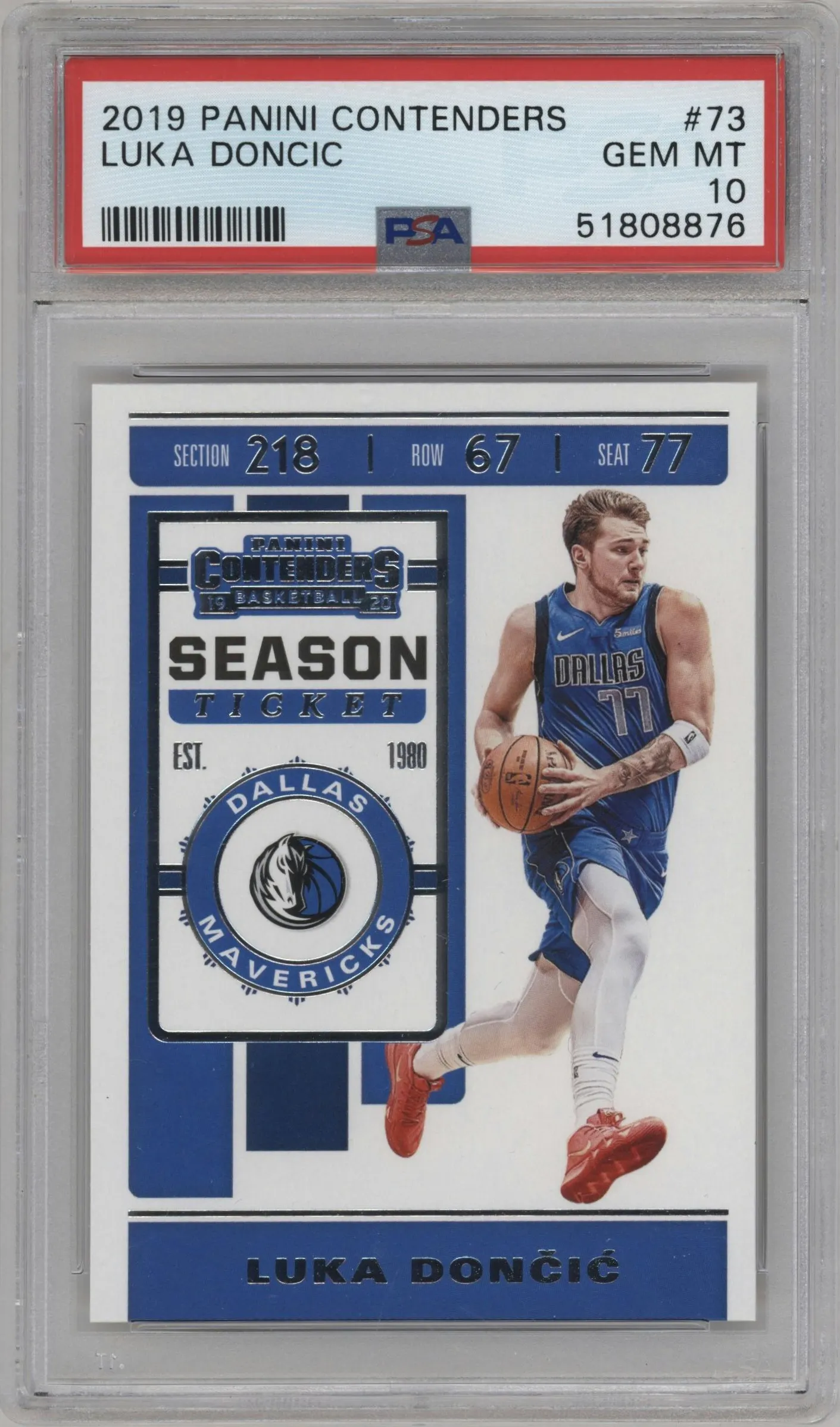 2019 Panini Contenders Luka Doncic #73 PSA 10