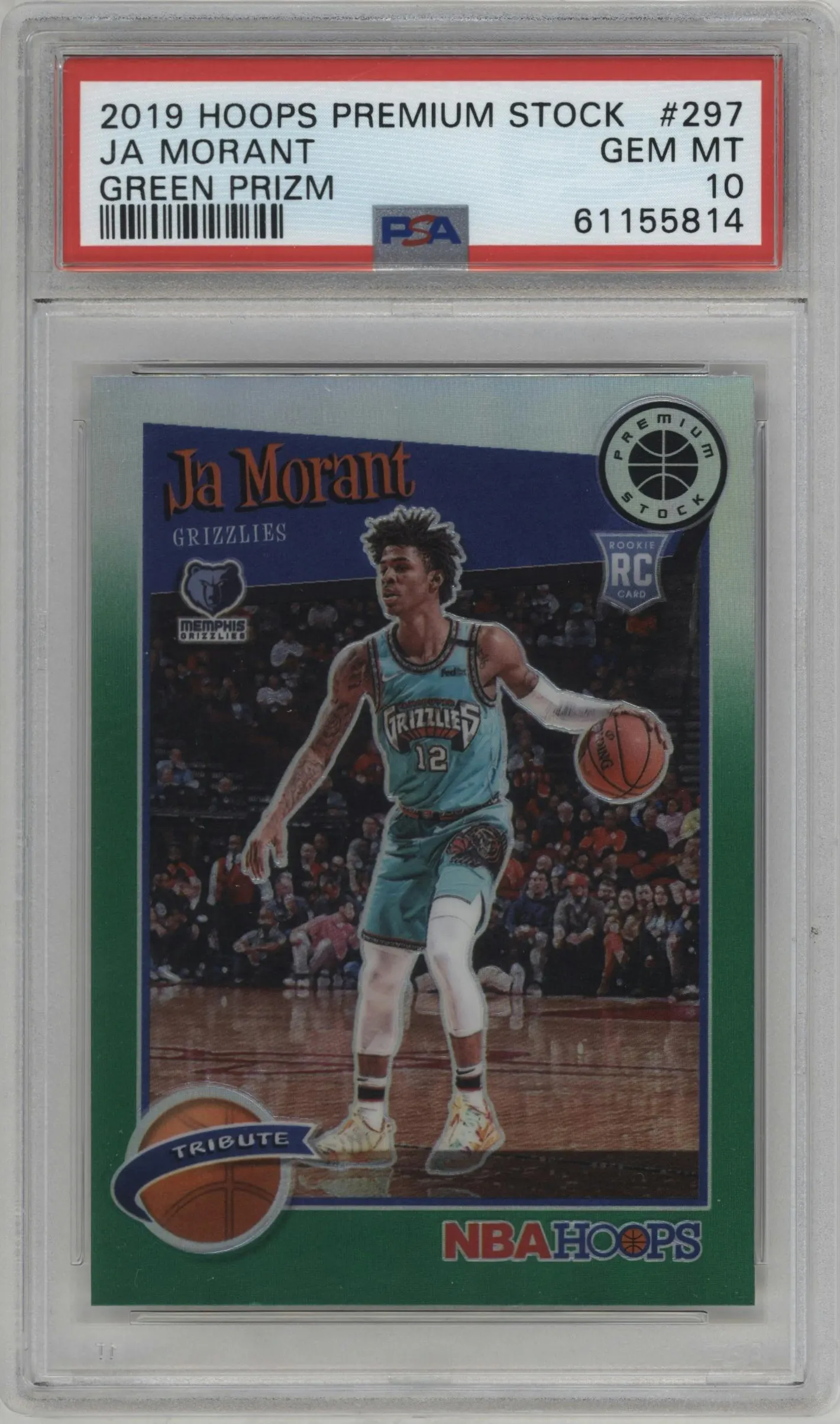 2019 Panini Hoops Premium Stock Ja Morant Green #297 PSA 10